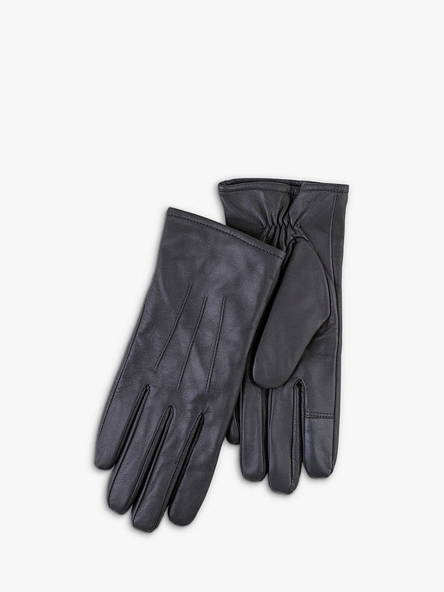 totes 3 Point Leather Smartouch Gloves, Grey