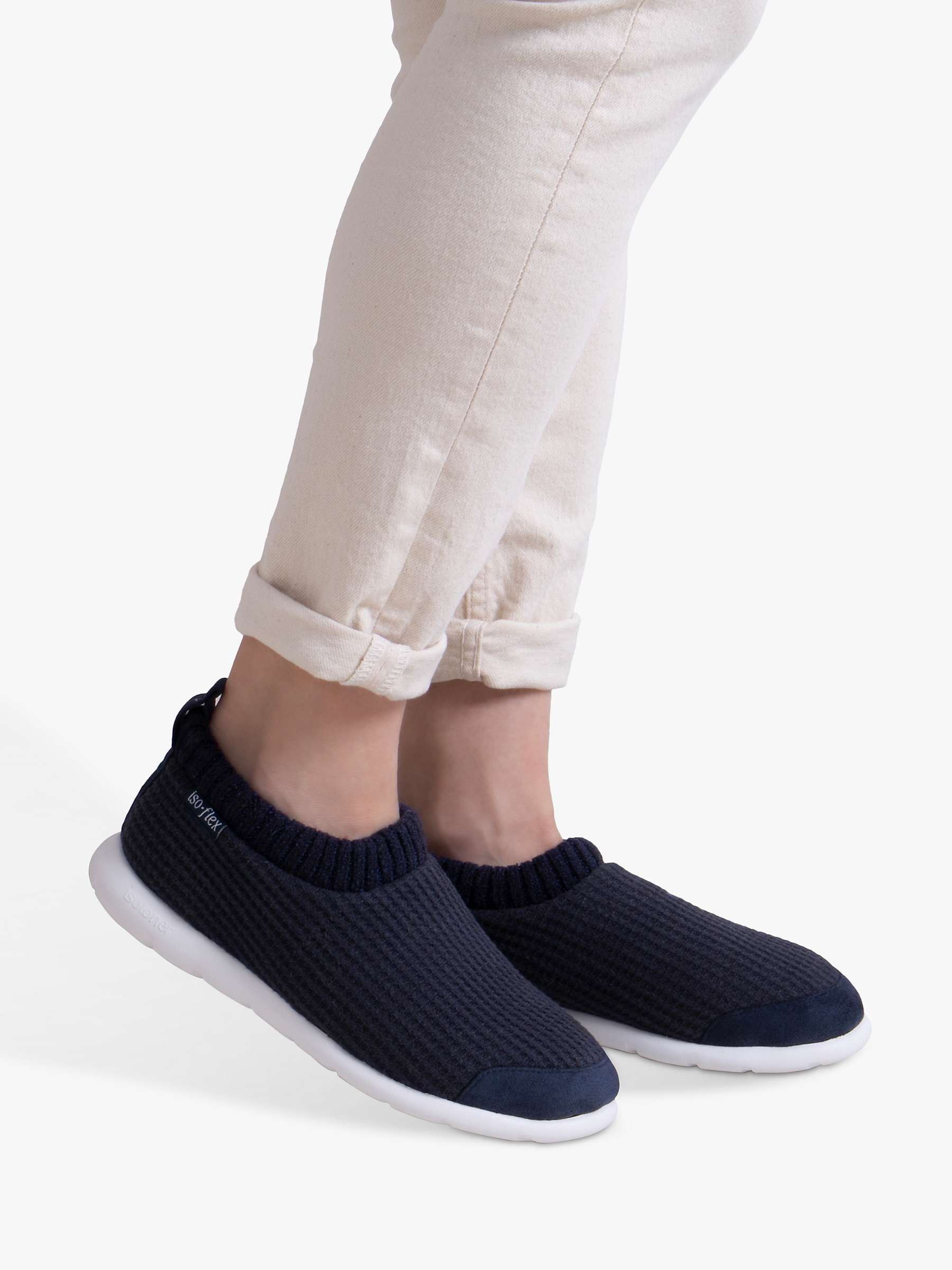 Buy totes Iso Flex Waffle Bootie Slippers, Navy Online at johnlewis.com