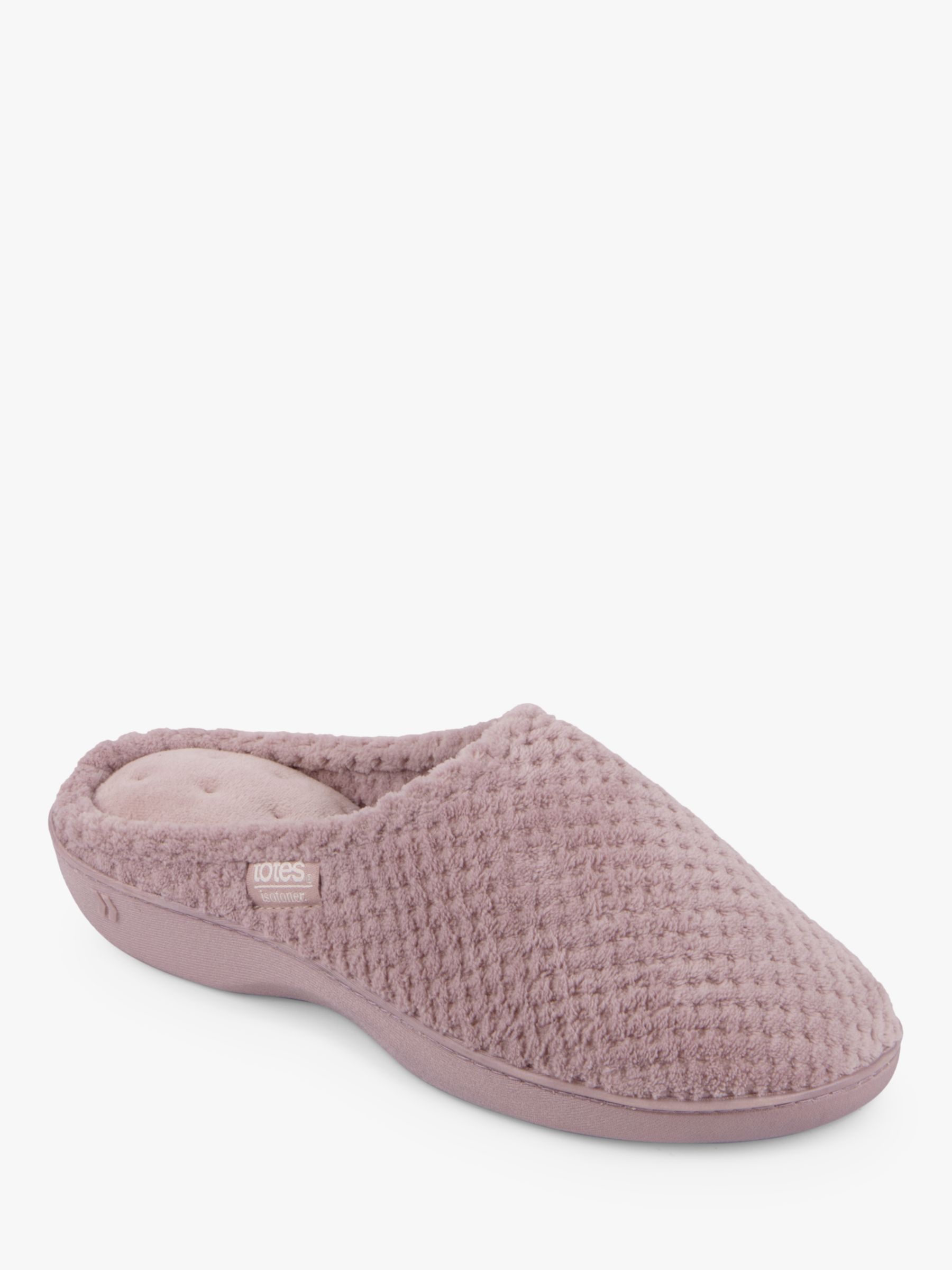 totes Popcorn Terry Mule Slippers, Dusky Pink at John Lewis & Partners