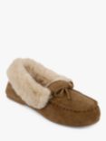 totes Genuine Suede Moccasin with Faux Fur Lining Slippers, Tan