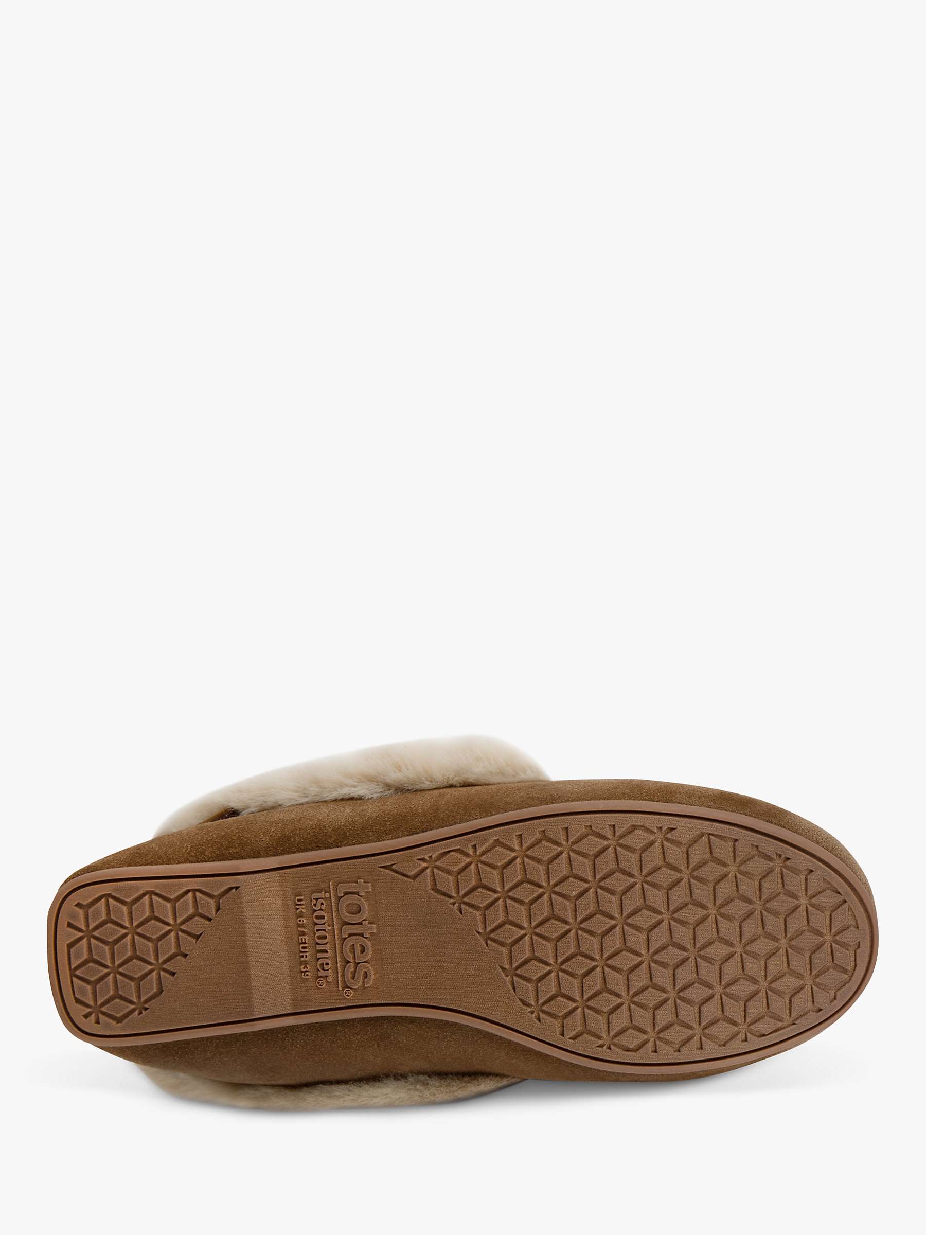 Buy totes Genuine Suede Moccasin with Faux Fur Lining Slippers, Tan Online at johnlewis.com