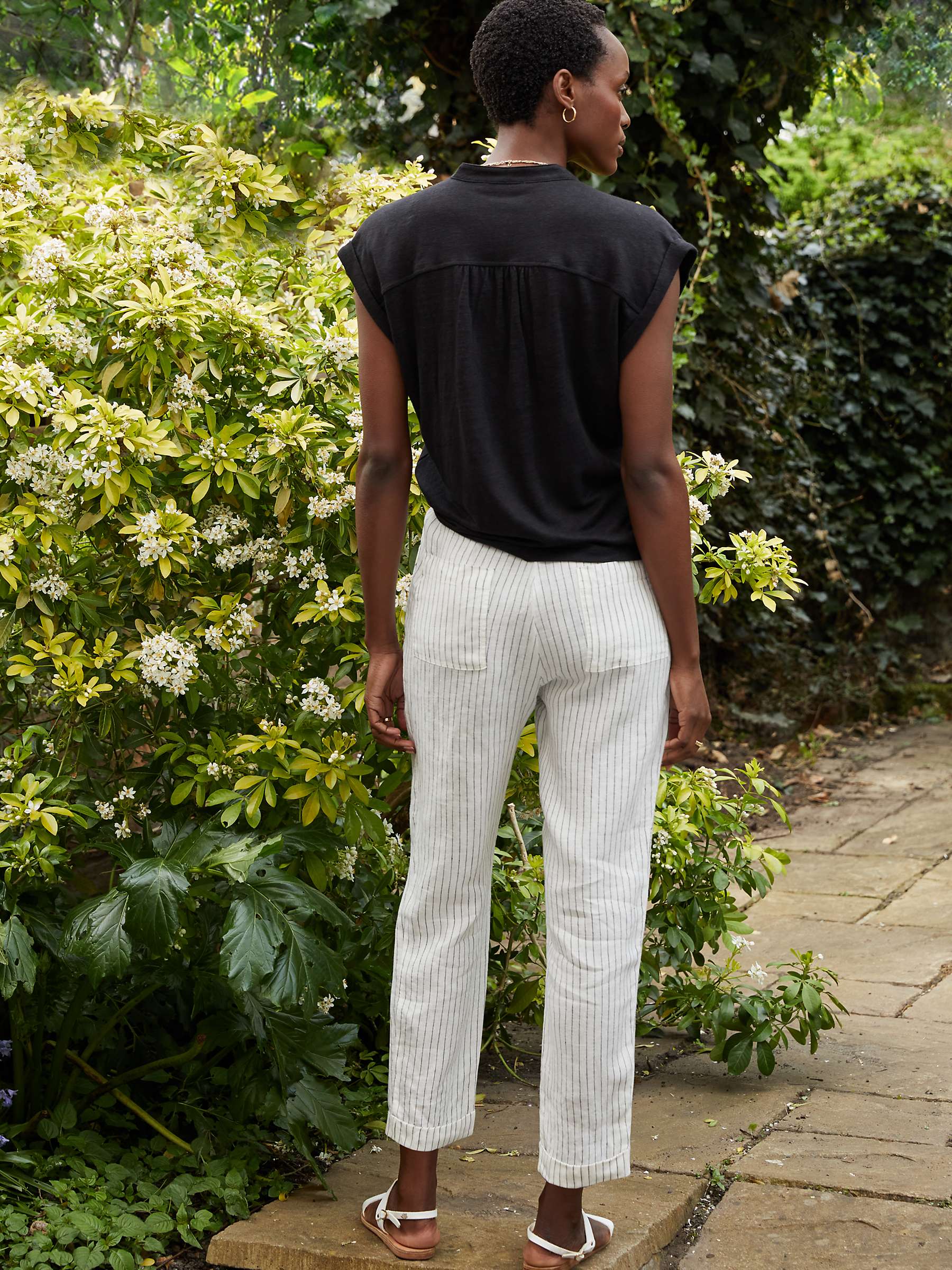 Buy Baukjen Jaycee Linen Striped Tapered Trousers, White Online at johnlewis.com