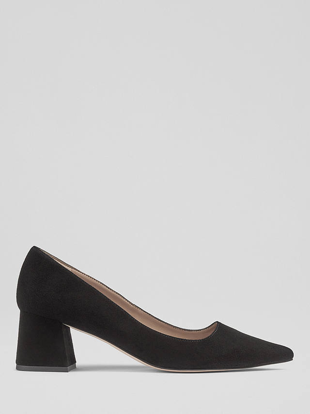 L.K.Bennett Sloane Block Heel Suede Court Shoes, Black