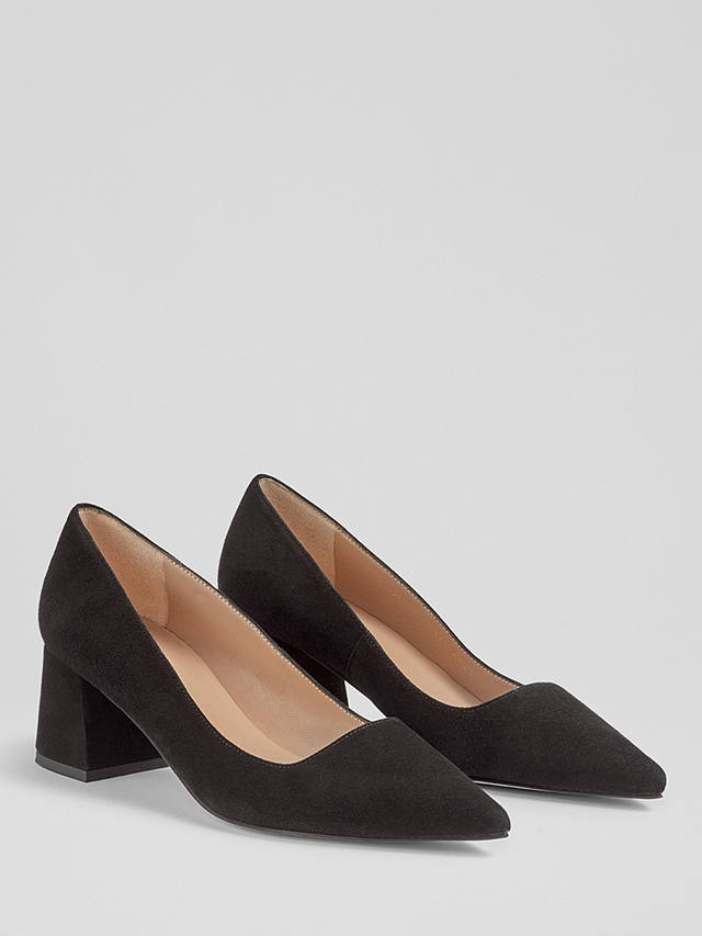 L.K.Bennett Sloane Block Heel Suede Court Shoes, Black