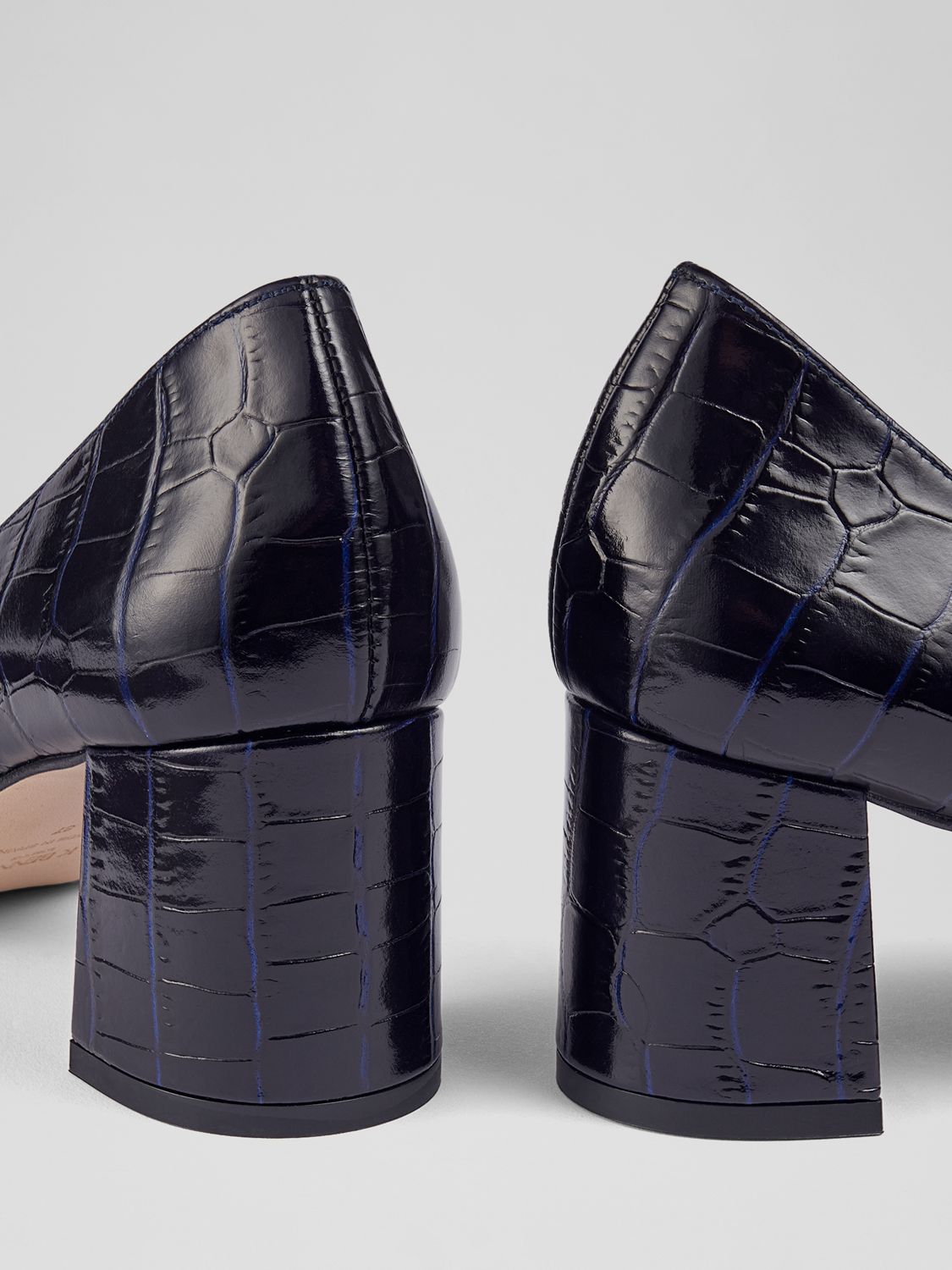 Buy L.K.Bennett Sally Block Heel Leather Court Shoes, Navy Online at johnlewis.com