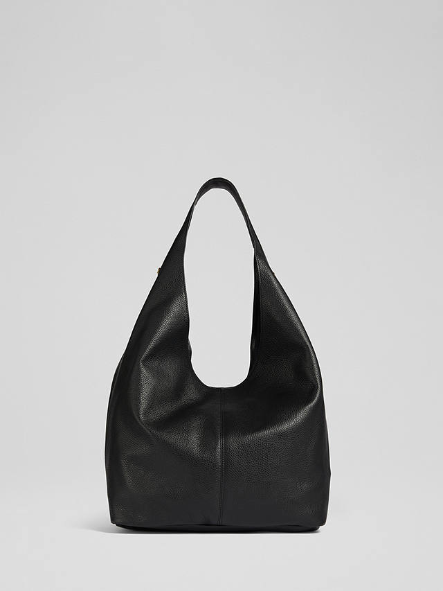 L.K.Bennett Soula Grainy Leather Shoulder Bag, Black at John Lewis ...