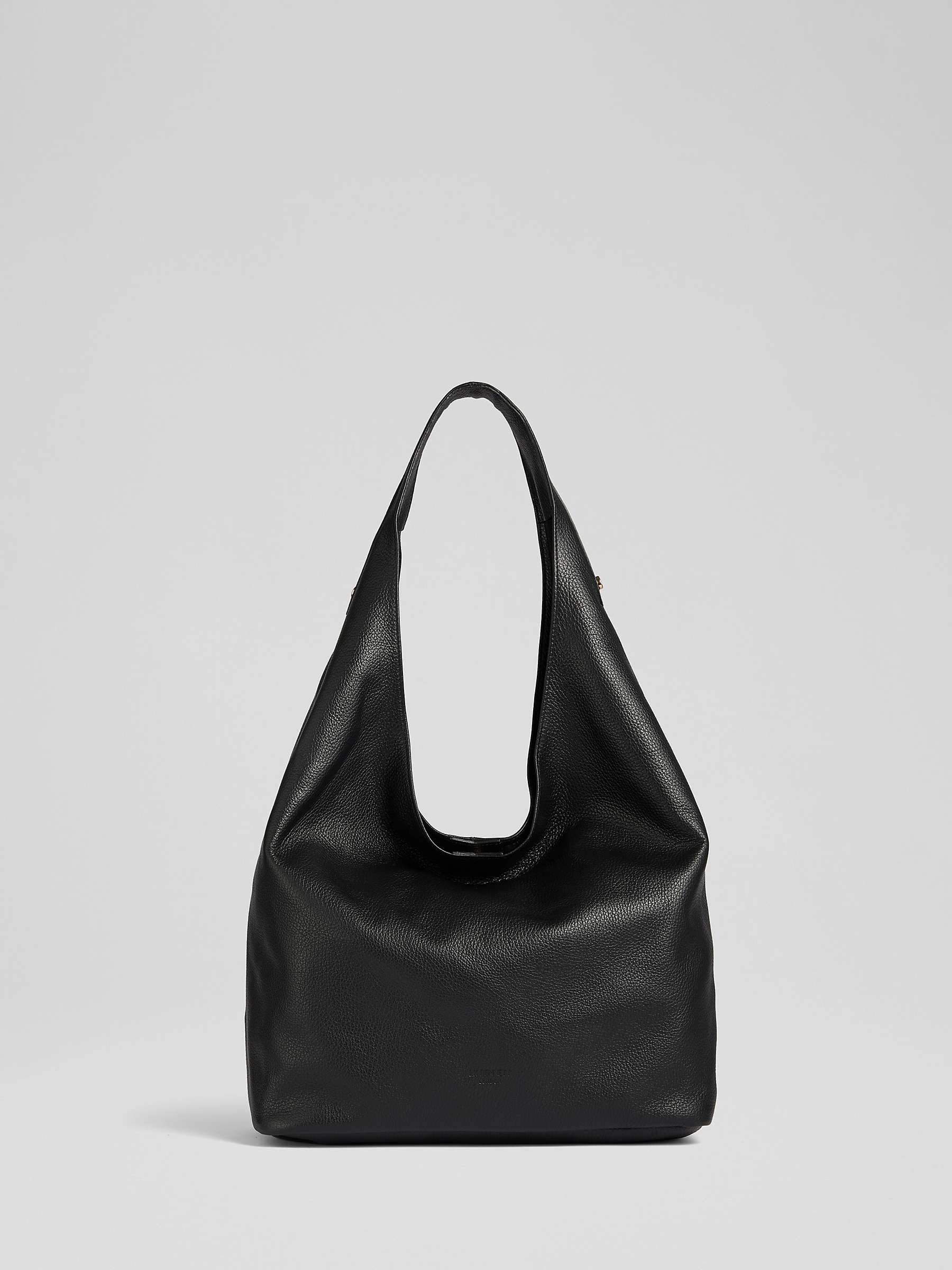 L.K.Bennett Soula Grainy Leather Shoulder Bag, Black at John Lewis ...
