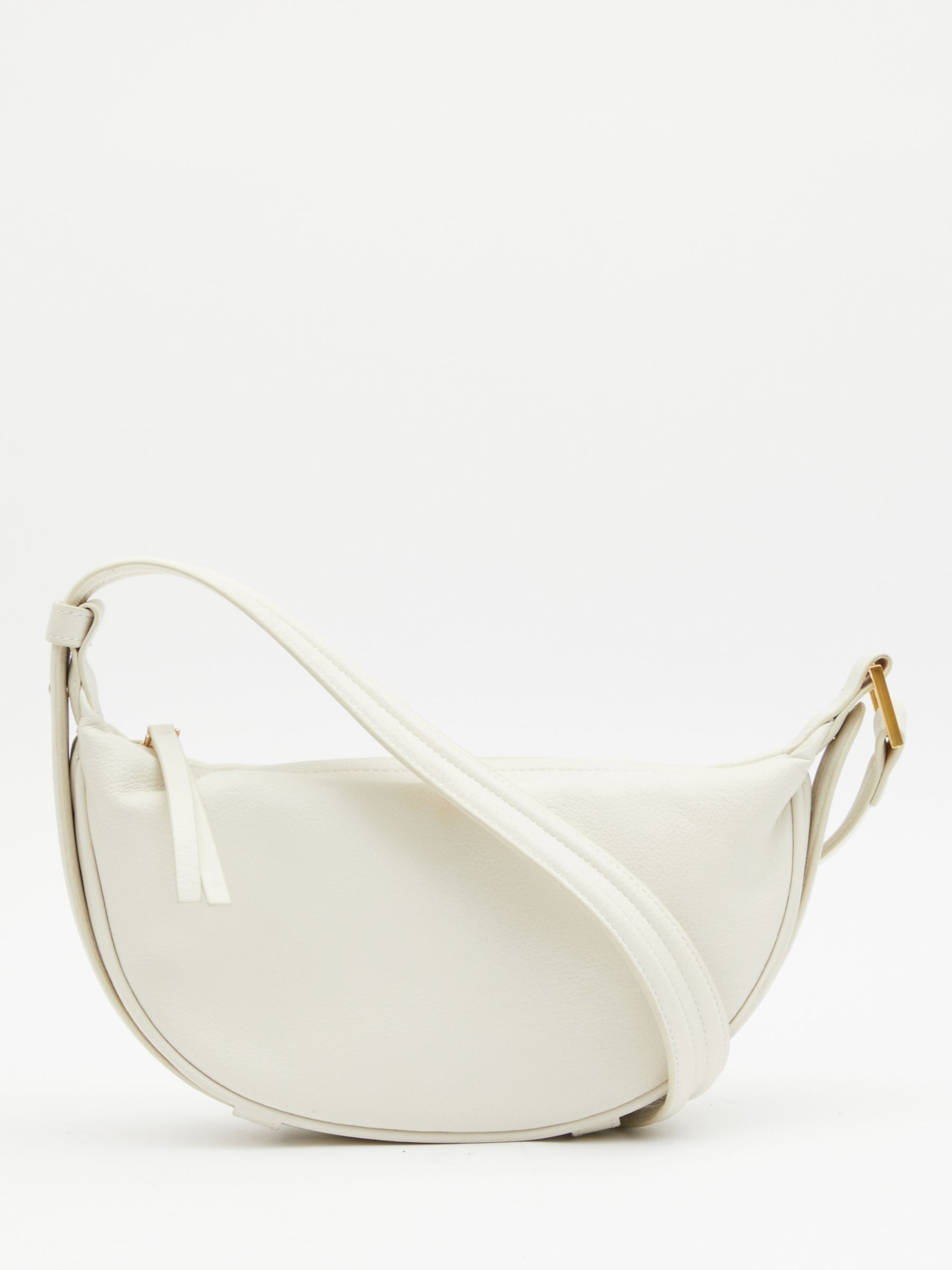 HUSH Rory Crescent Leather Crossbody Bag, Bone at John Lewis & Partners