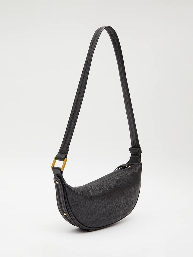 HUSH Rory Crescent Leather Crossbody Bag, Black at John Lewis & Partners