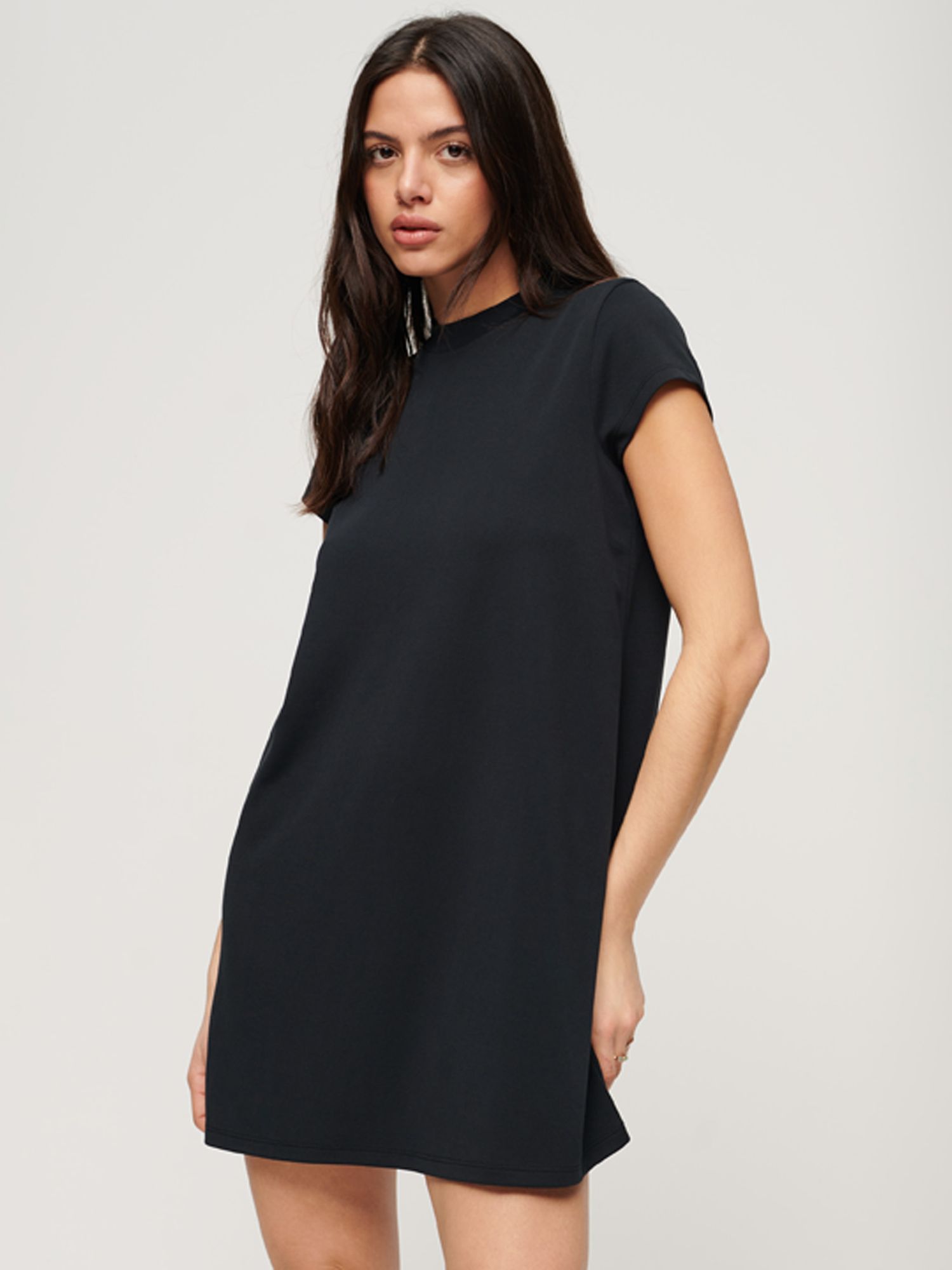 Superdry Short Sleeve A-Line Mini Dress, Black at John Lewis & Partners