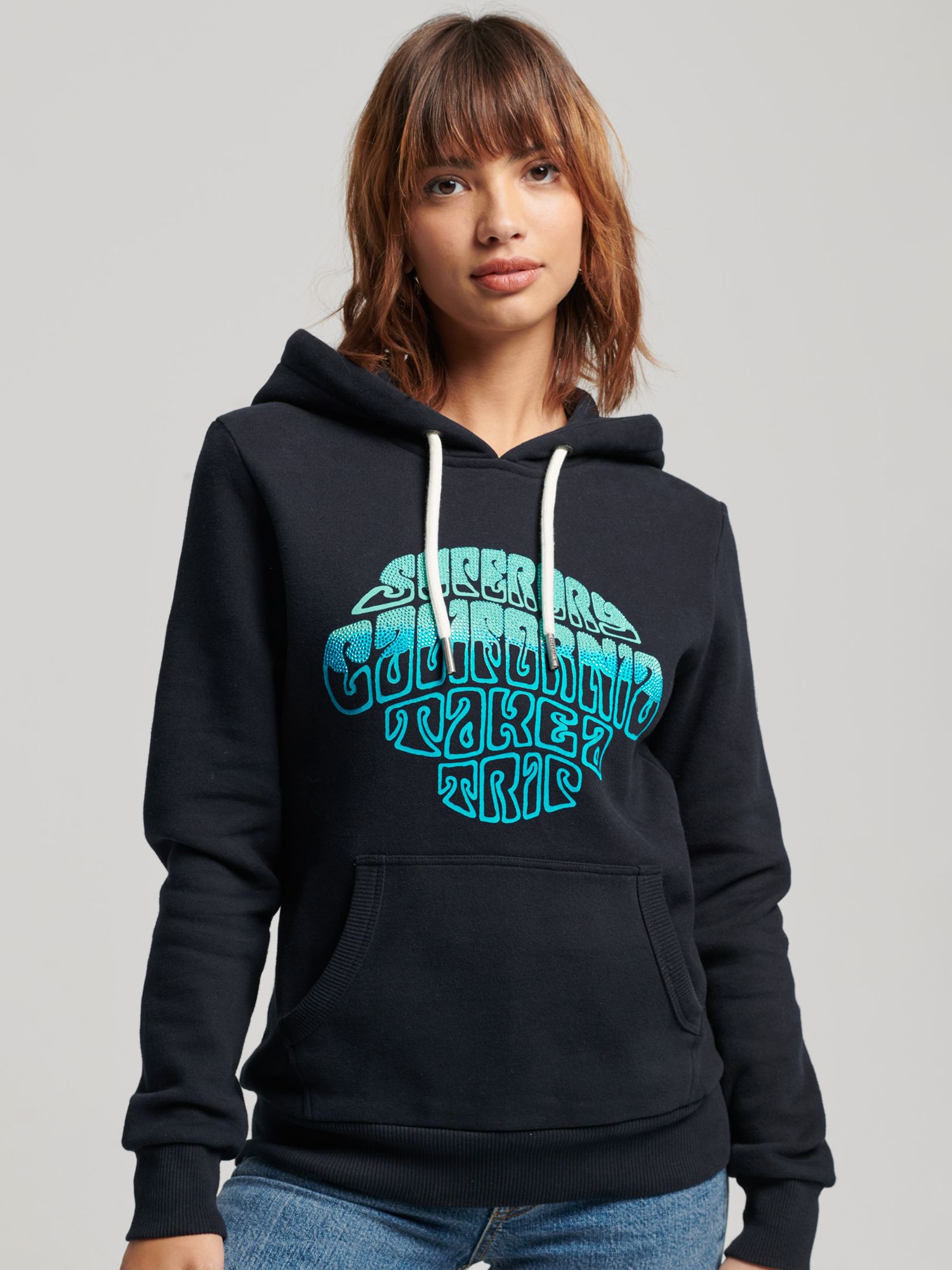 Superdry Embellished Hoodie Eclipse Navy at John Lewis Partners