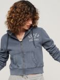 Superdry Athletic Essential Crop Zip Hoodie, Athletic Blue