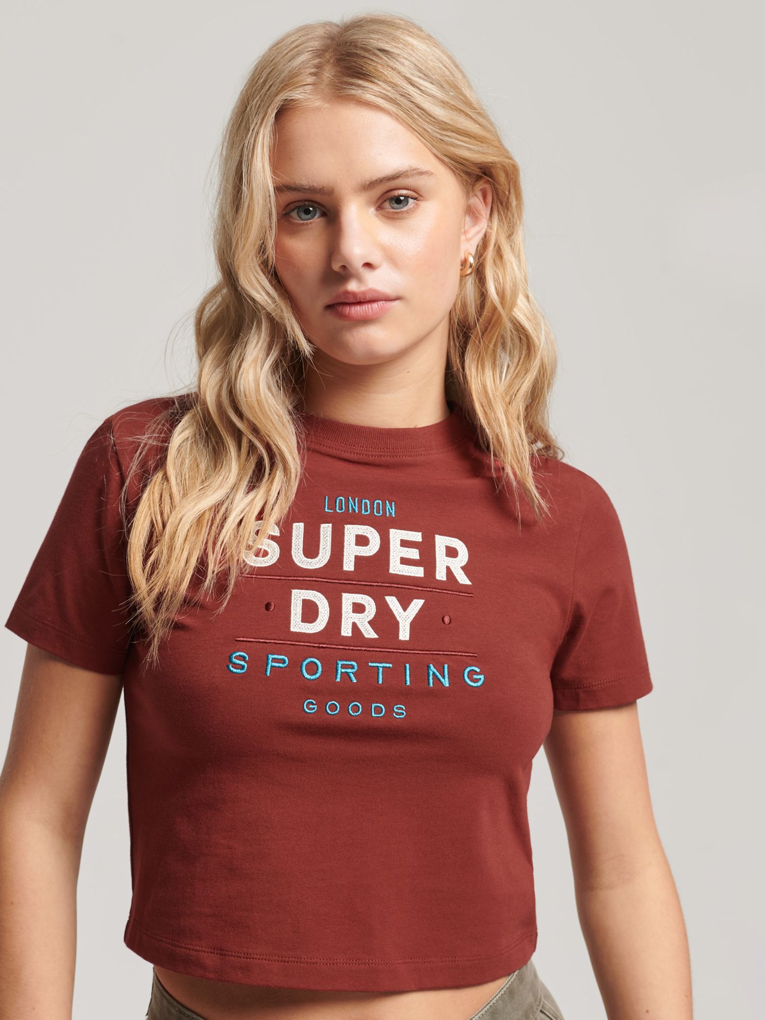 Superdry Code Graphic Embroidered Tiny T-Shirt, Cali Copper at John ...