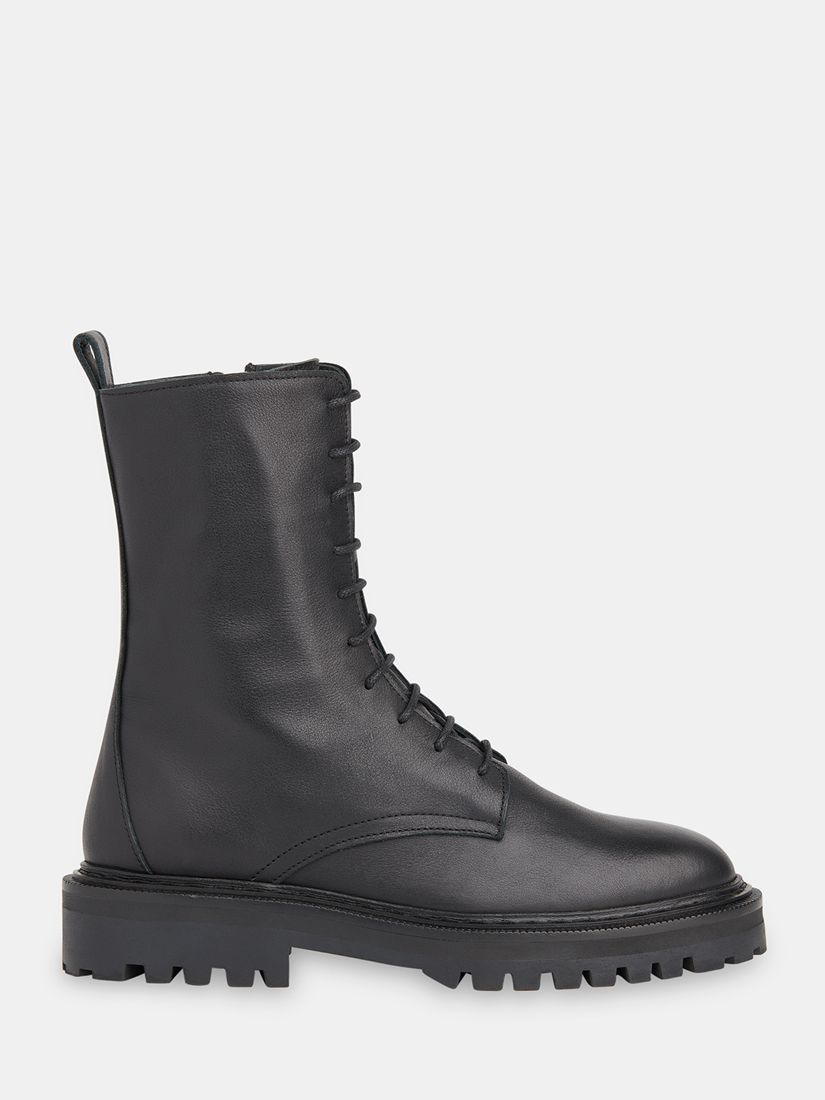 Whistles Piper Leather Lace Up Boots, Black at John Lewis & Partners