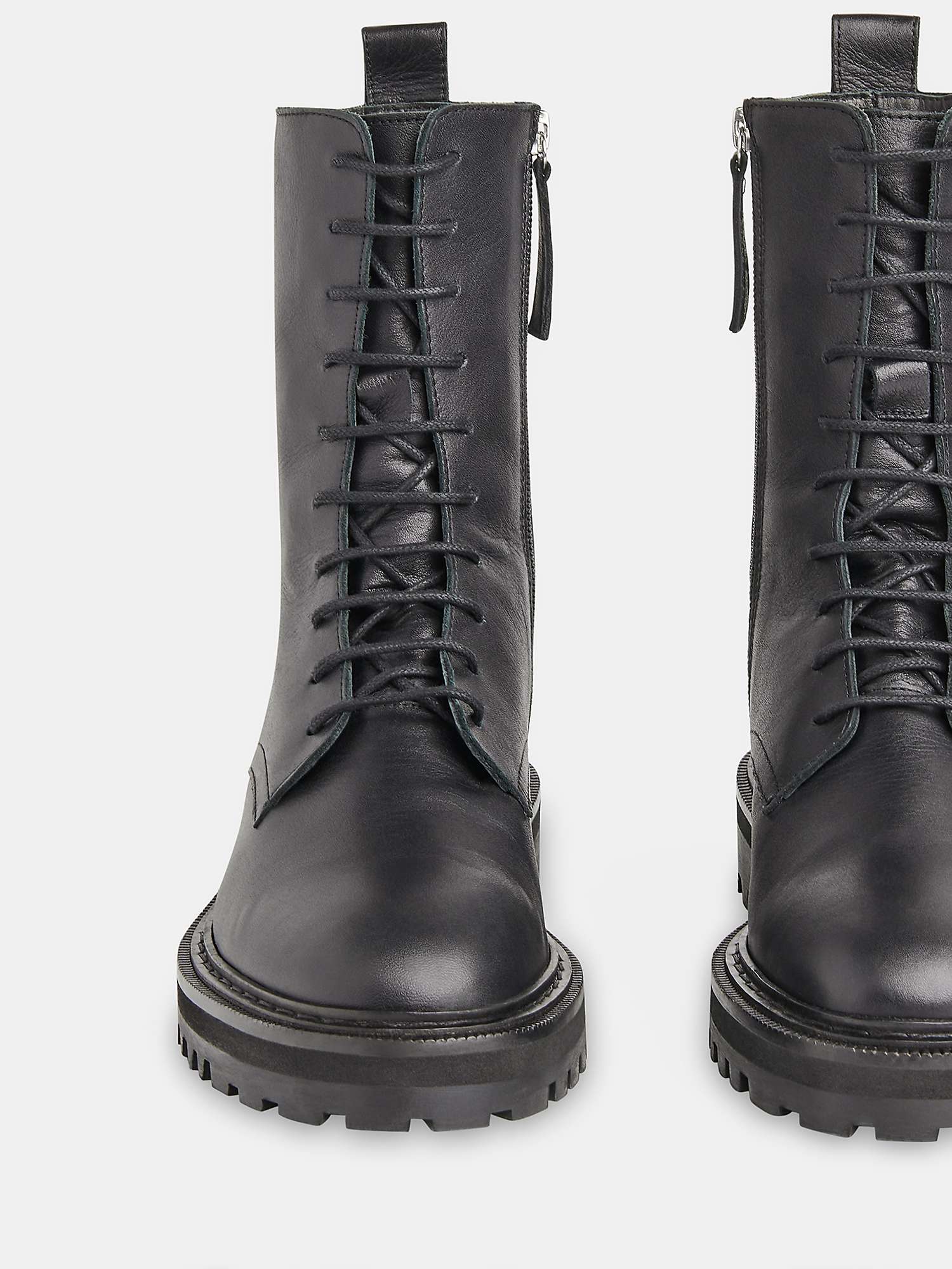 Buy Whistles Piper Leather Lace Up Boots, Black Online at johnlewis.com