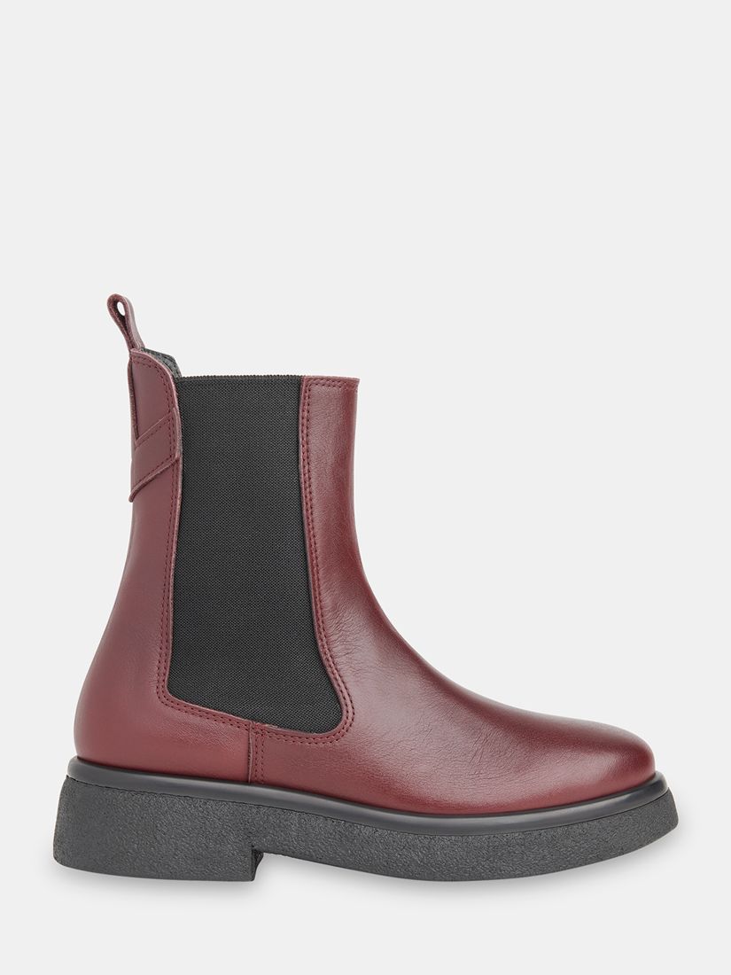 Whistles Aelin Leather Chelsea Boots, Burgundy at John Lewis & Partners