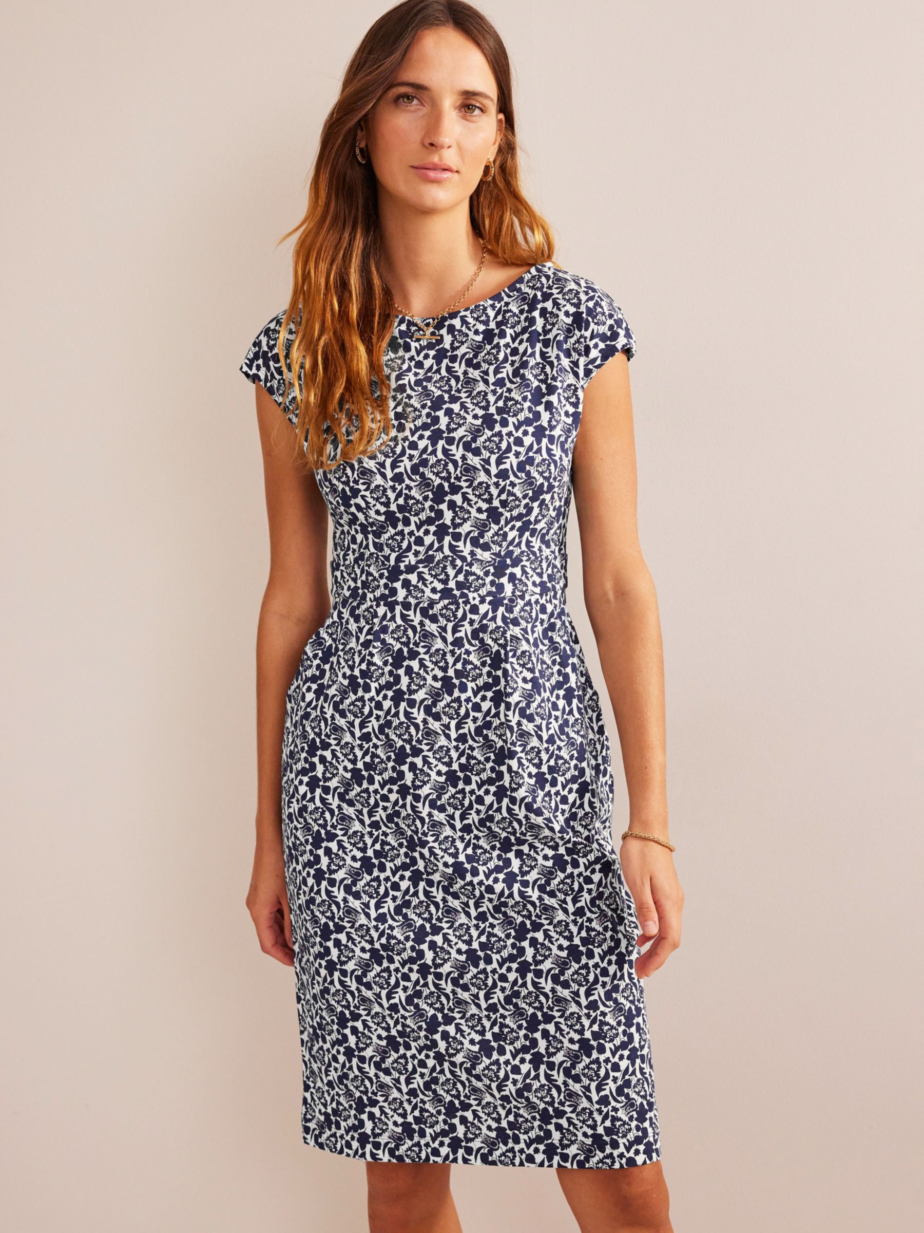 Boden Florrie Jersey Dress, French Navy at John Lewis & Partners