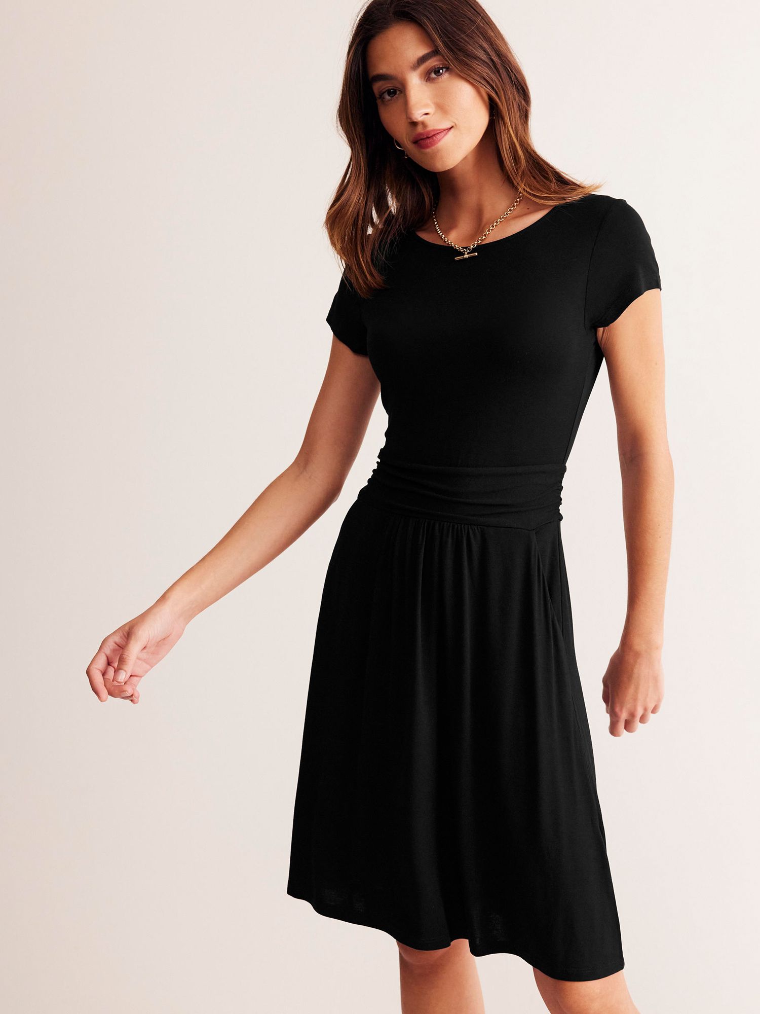 Boden Amelie Flared Dress, Black, 8