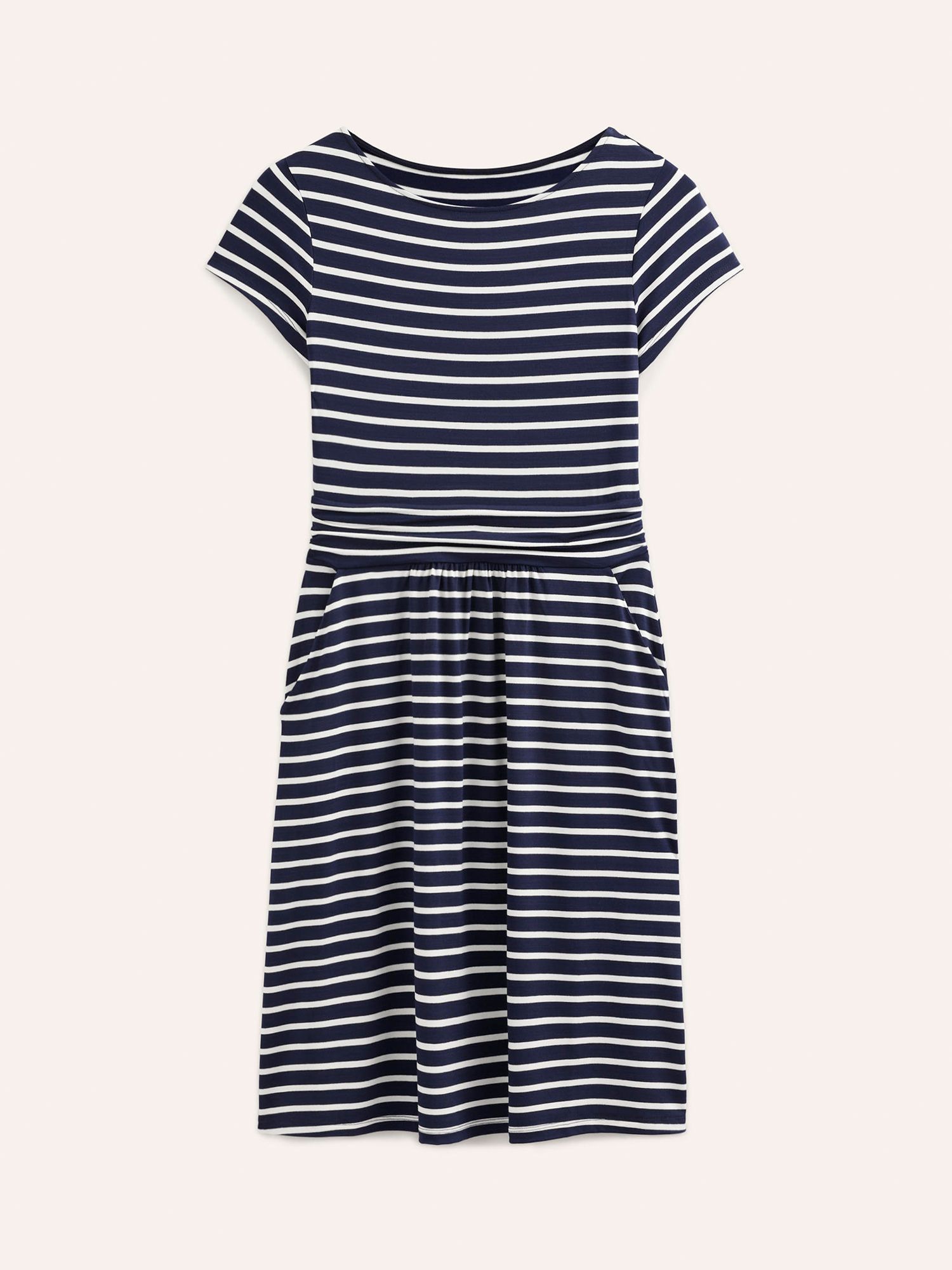 Boden Amelie Stripe Jersey Dress, Navy/Ivory, 8