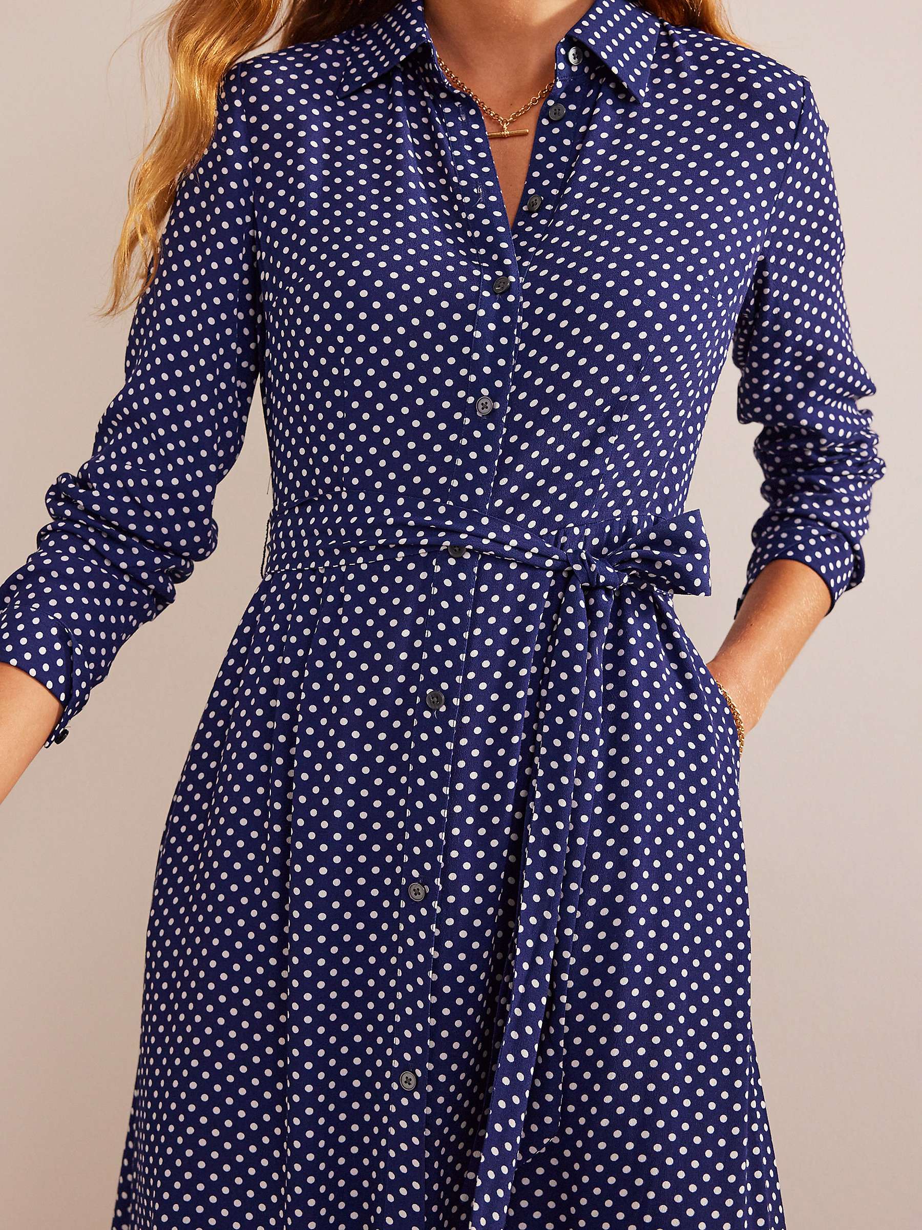 Buy Boden Kate Spot Print Midi Shirt Dress, Navy Online at johnlewis.com