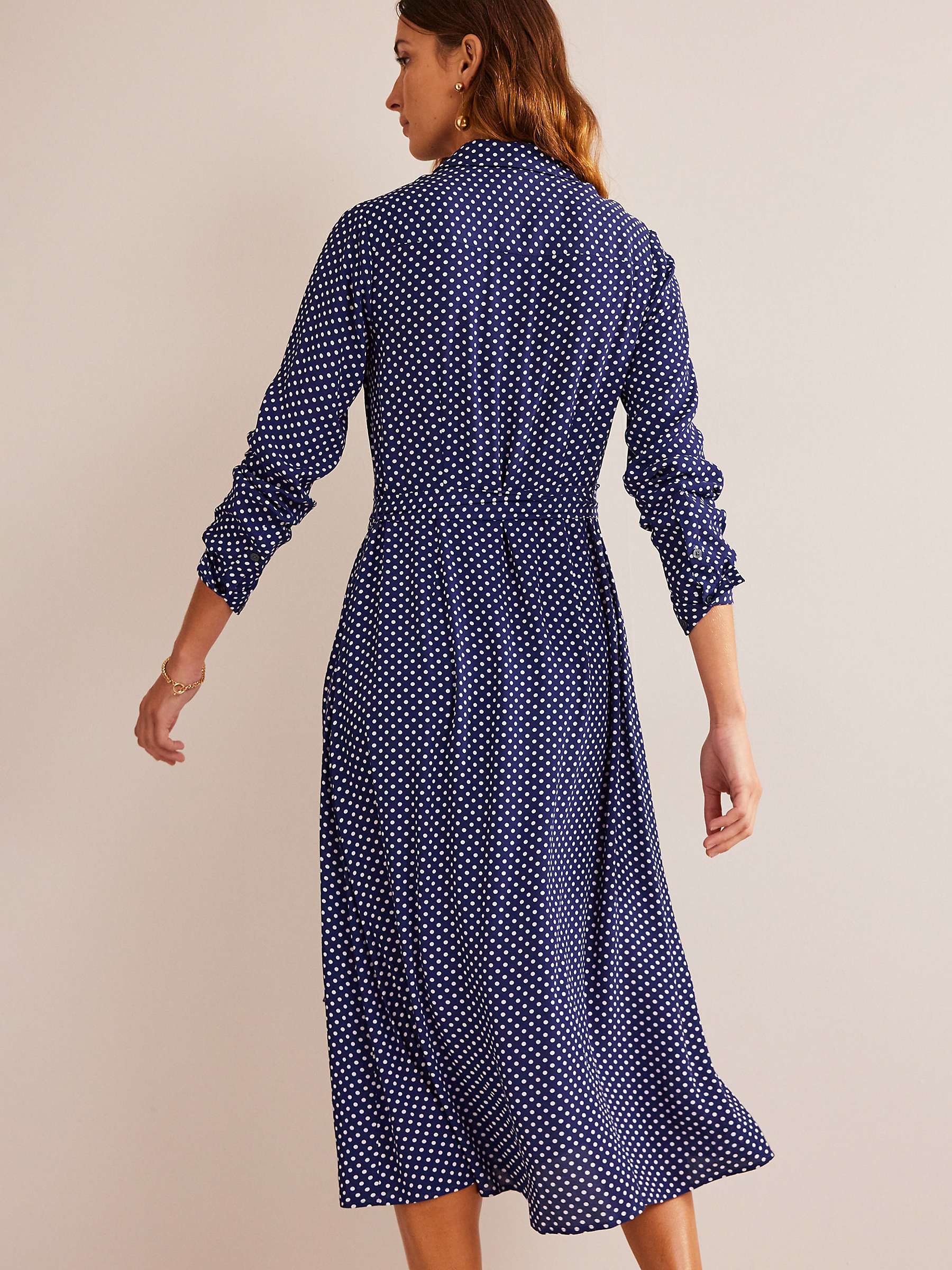 Buy Boden Kate Spot Print Midi Shirt Dress, Navy Online at johnlewis.com