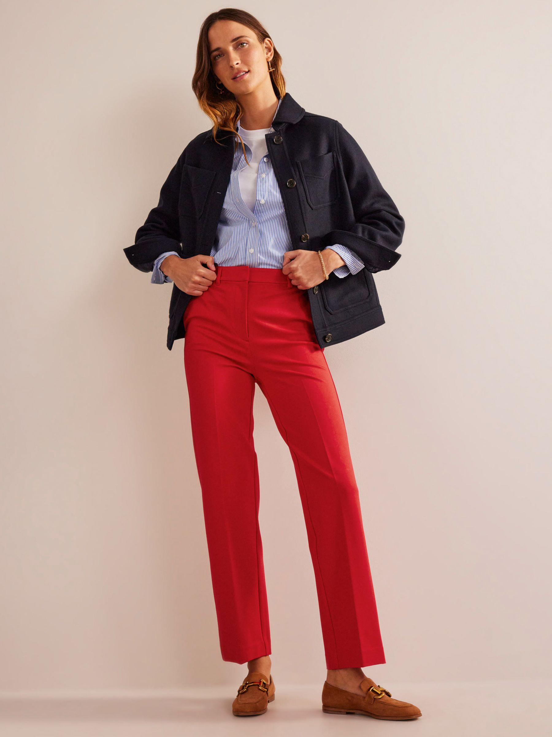 Boden Pimlico Jersey Trousers, Hot Pepper