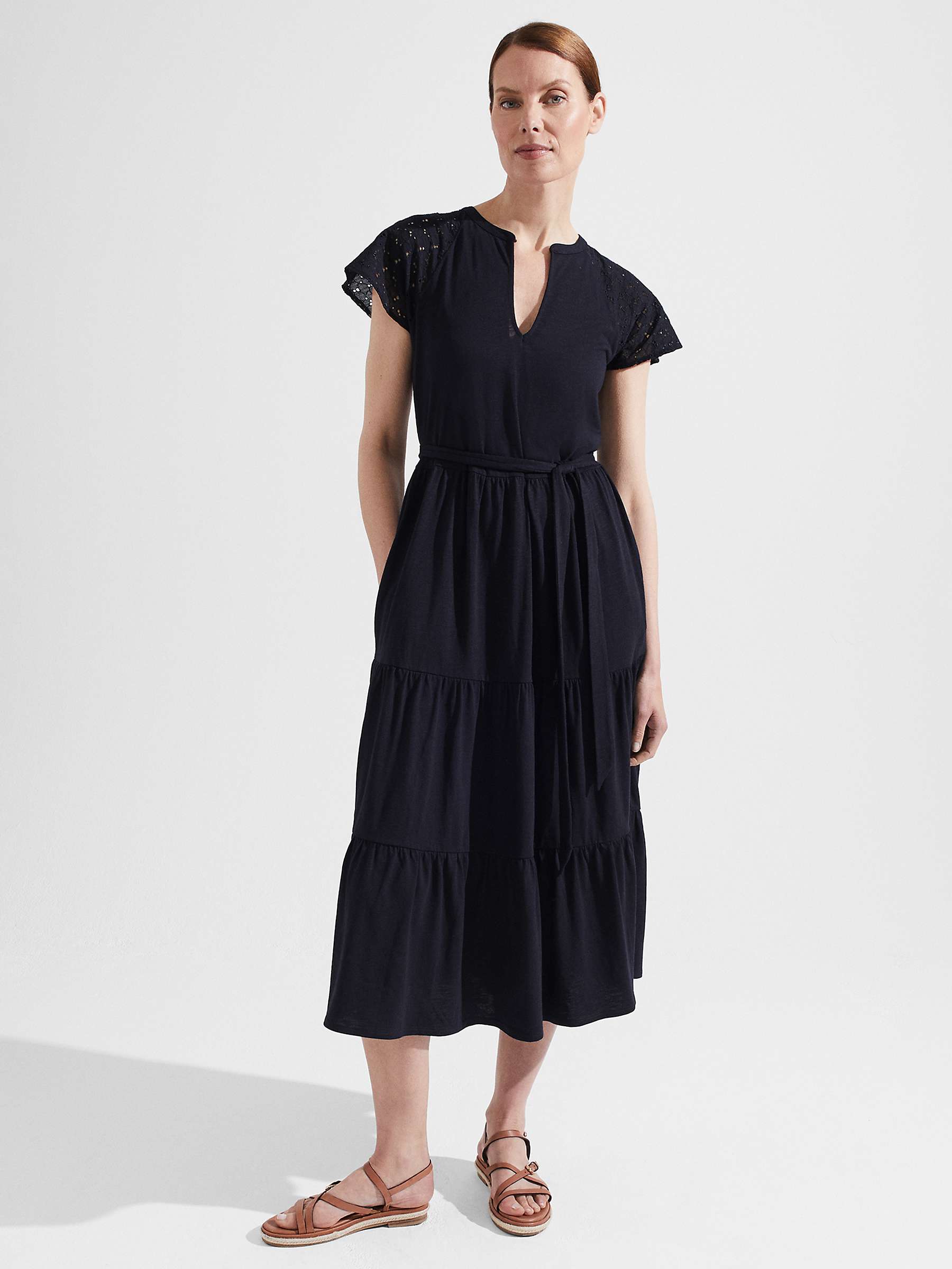 Buy Hobbs Brodie Midi Dress, Navy Online at johnlewis.com