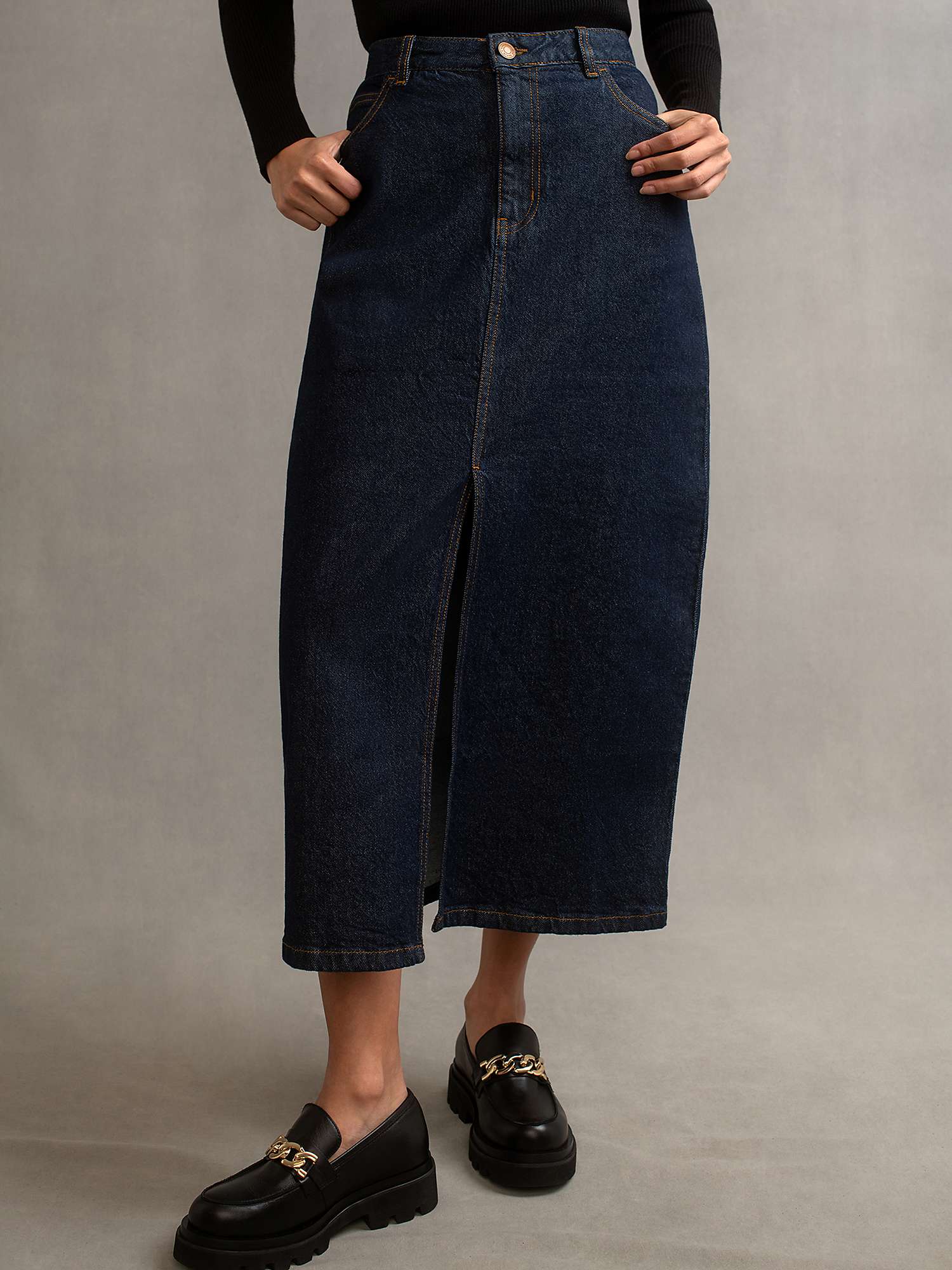 Buy Nobody's Child Denim Column Midi Skirt, Rinse Wash Online at johnlewis.com