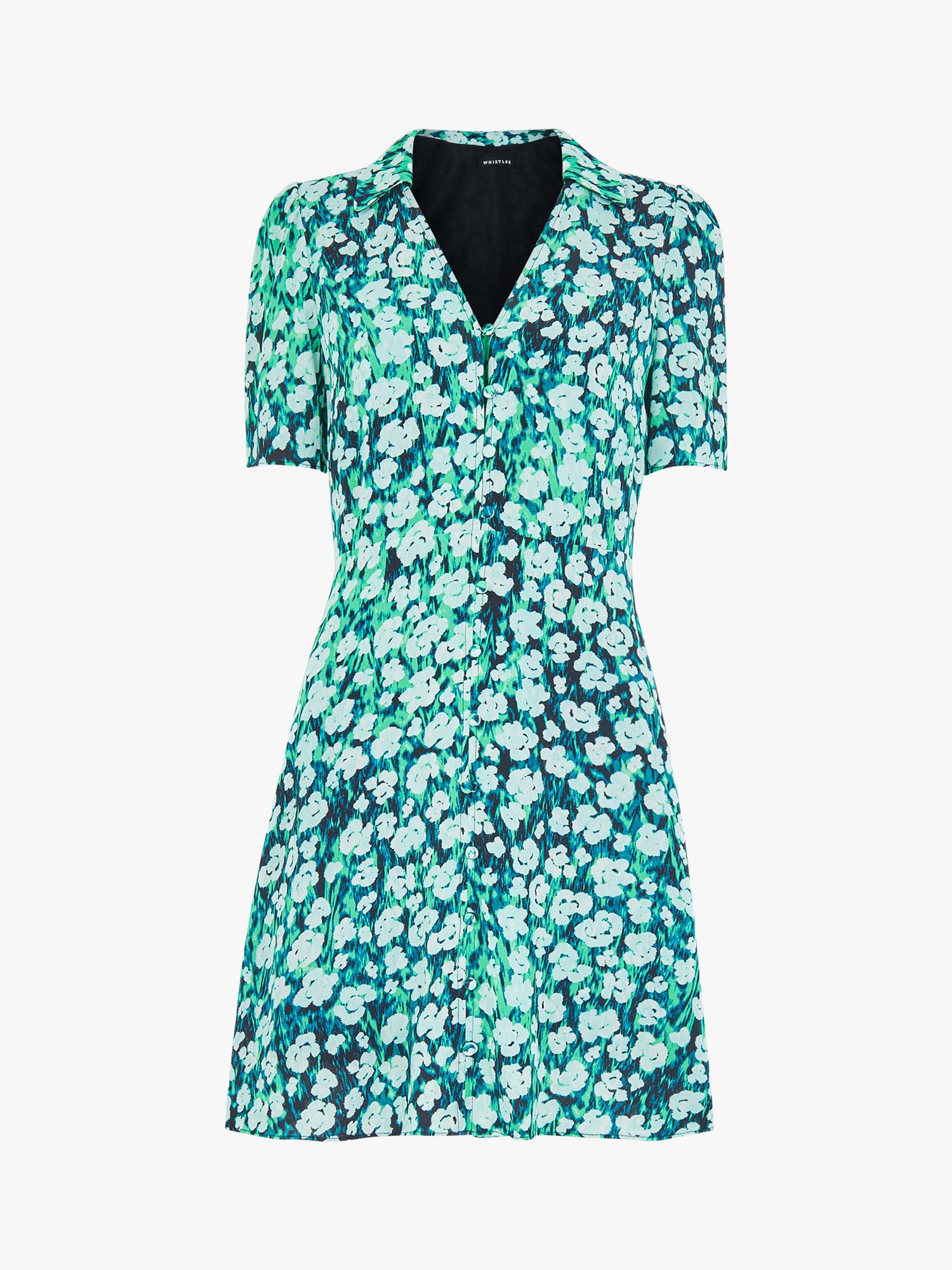 Whistles Floral Petal Rowan Dress, Green/Multi, 18