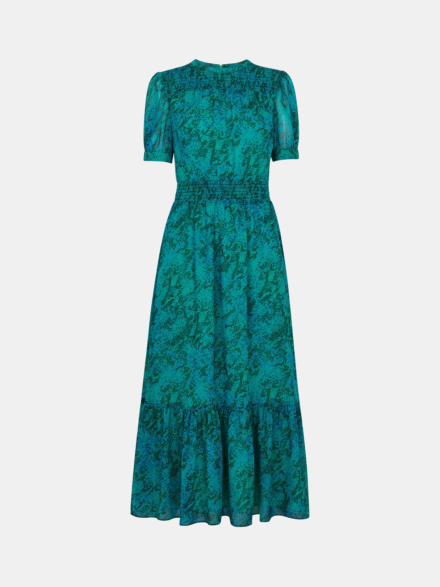Buy Whistles Diagonal Snake Shirred Dress, Teal/Multi Online at johnlewis.com