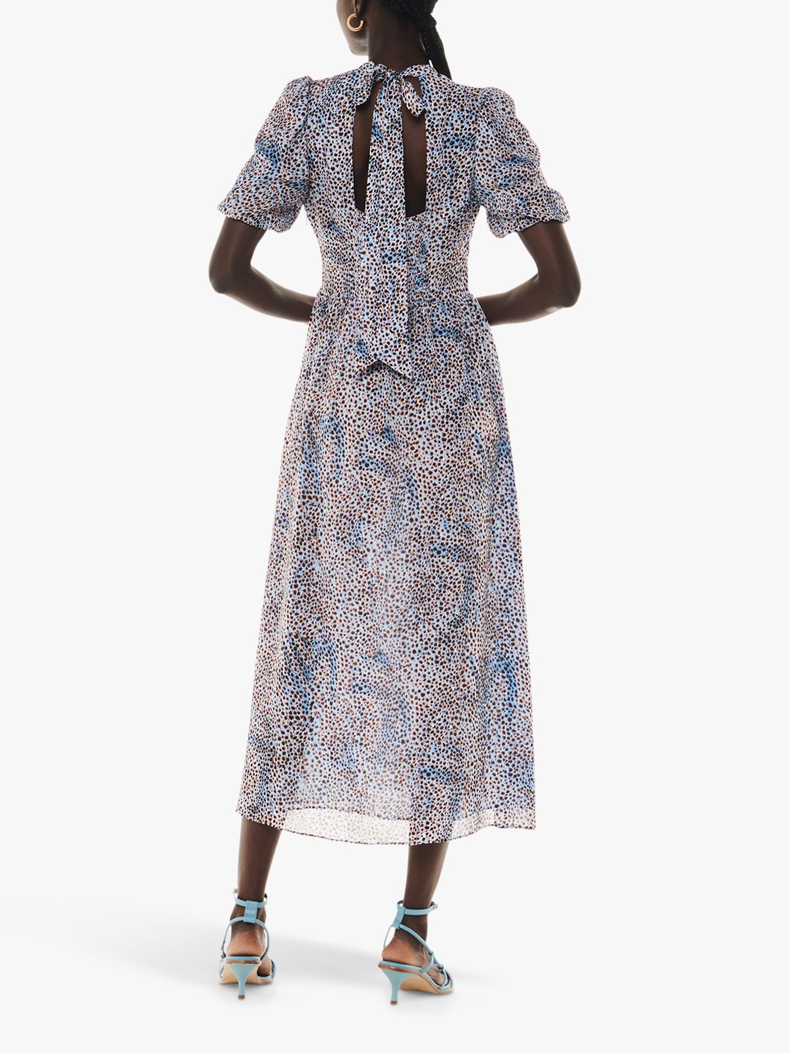Whistles Blair Ink Spot Midi Dress, Blue/Multi at John Lewis & Partners