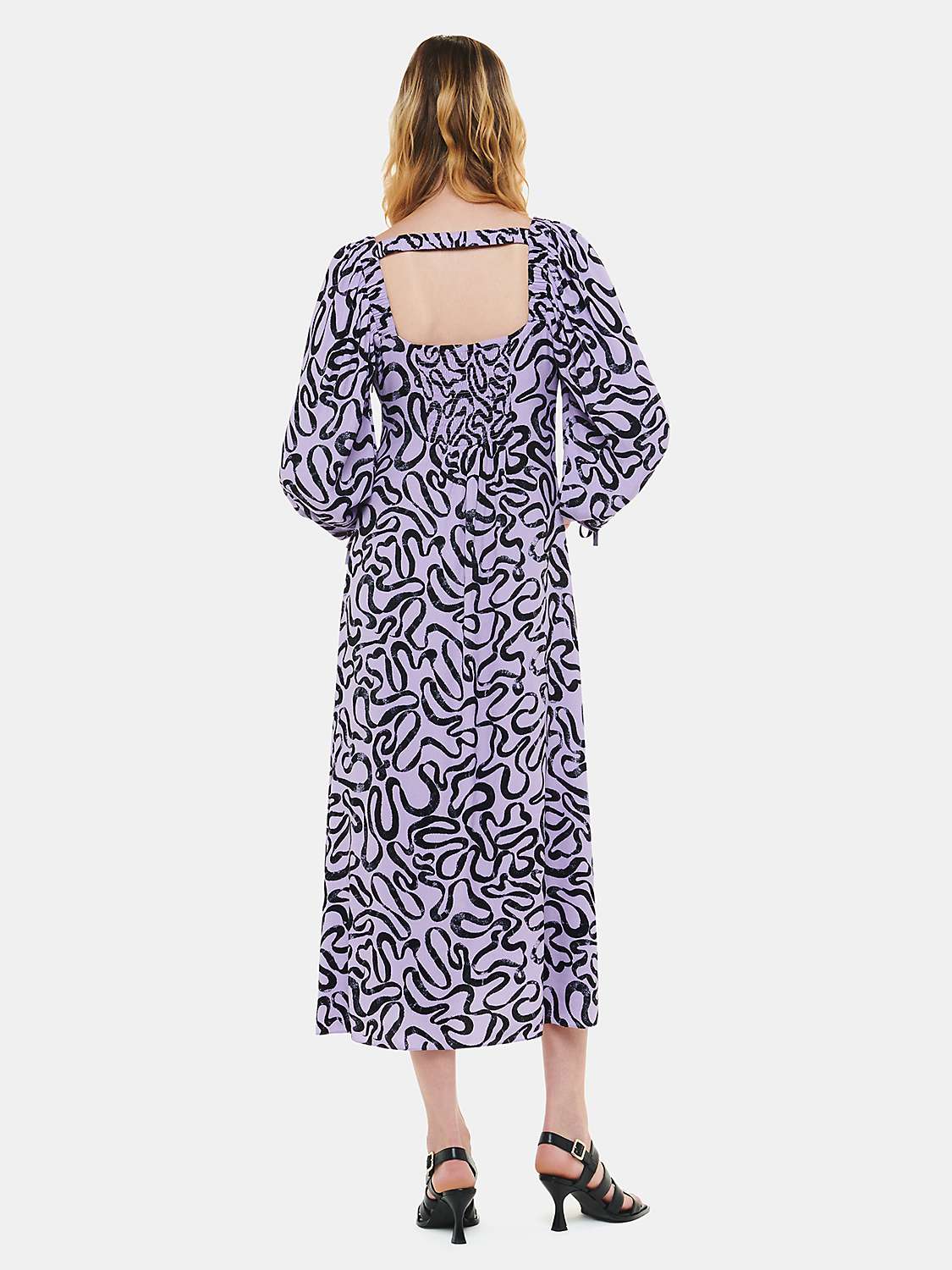 Buy Whistles Georgie Ecovero Ribbon Print Dress, Purple/Multi Online at johnlewis.com