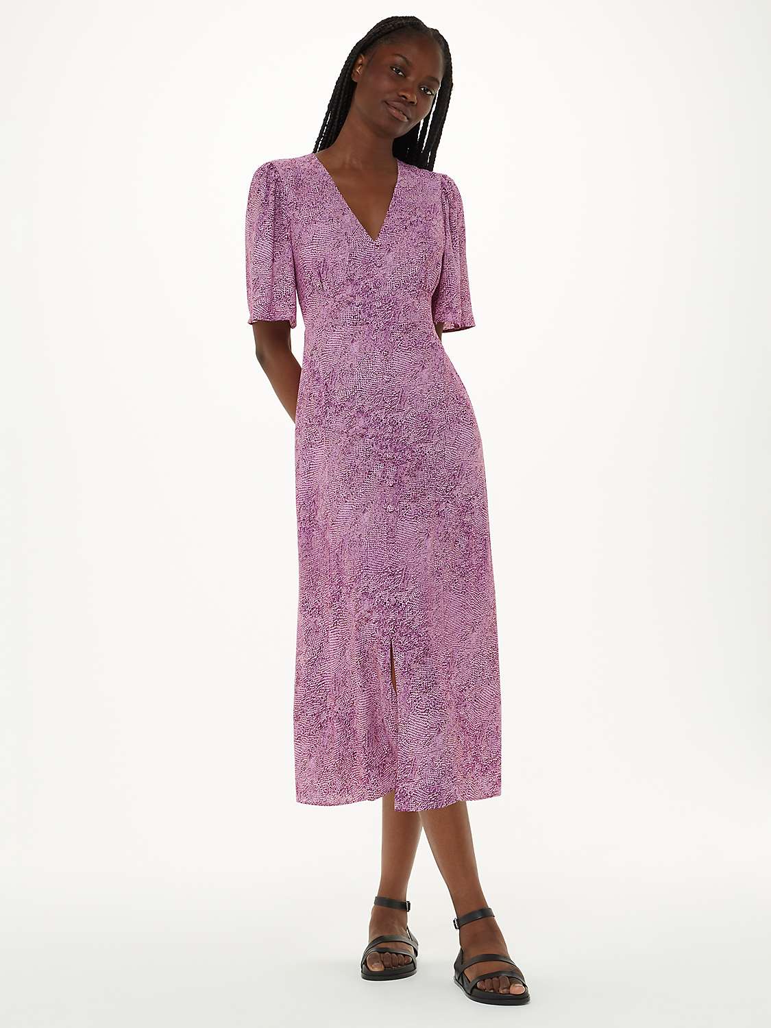 Buy Whistles Diagonal Snake Print Midi Dress, Pink/Multi Online at johnlewis.com