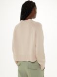 Whistles Ribbed Detail Cotton Cardigan, Ivory
