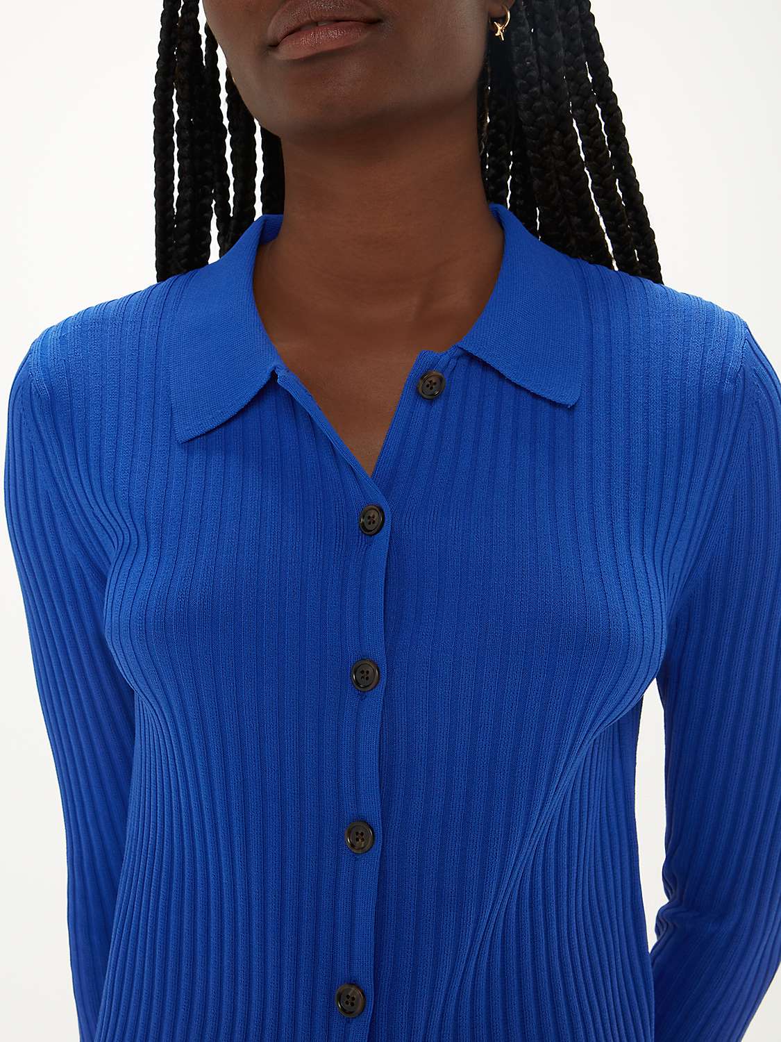 Buy Whistles Collar Ribbed Shirt, Blue Online at johnlewis.com