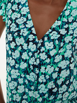 Whistles Floral Petal Frill Top, Green/Multi