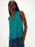 Whistles Diagonal Snake Print Vest Top, Teal/Multi