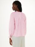 Whistles Mia Stripe Tie Neck Blouse, Pink/Multi