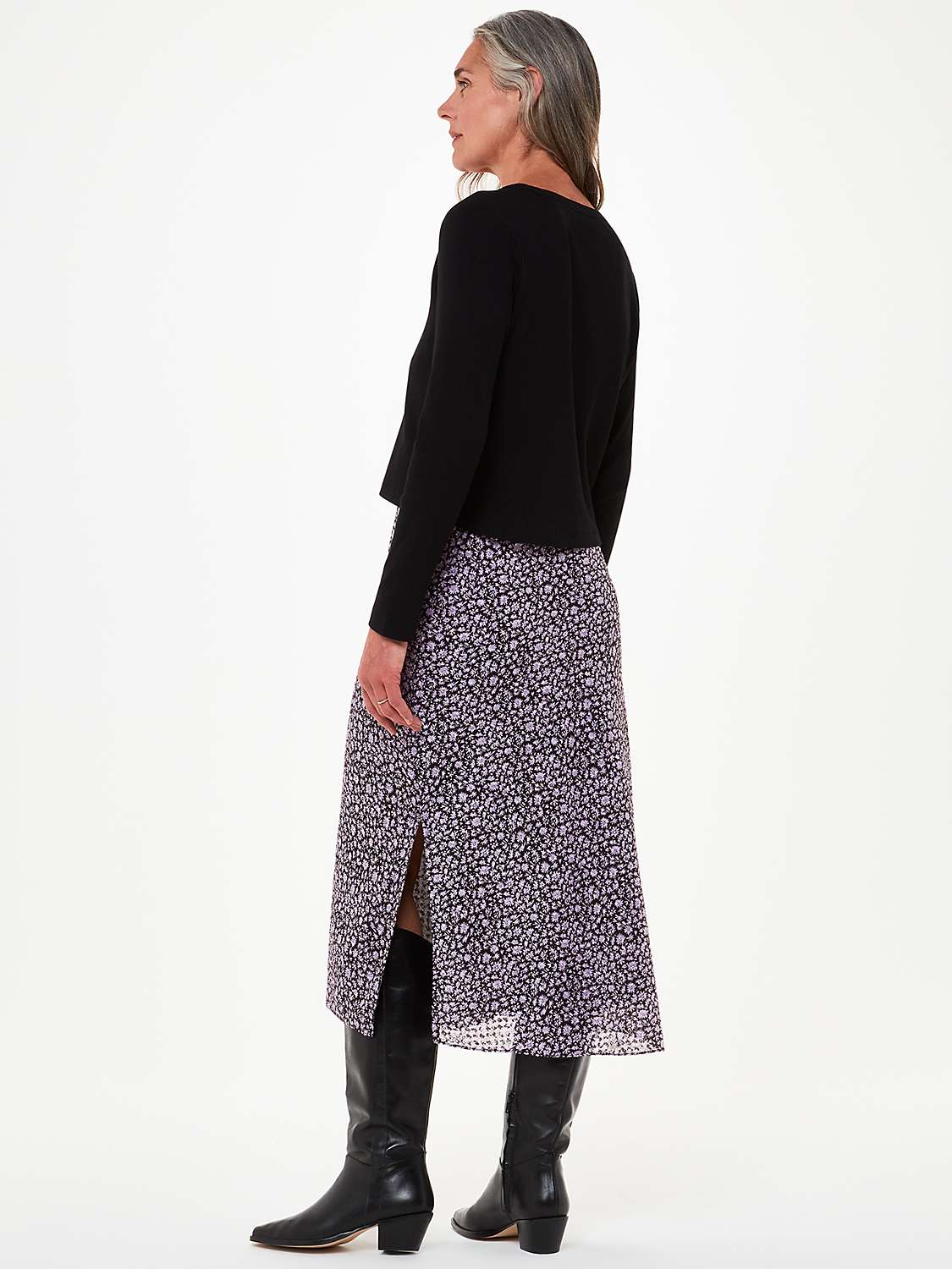 Buy Whistles Daisy Field Side Button Skirt, Purple/Multi Online at johnlewis.com