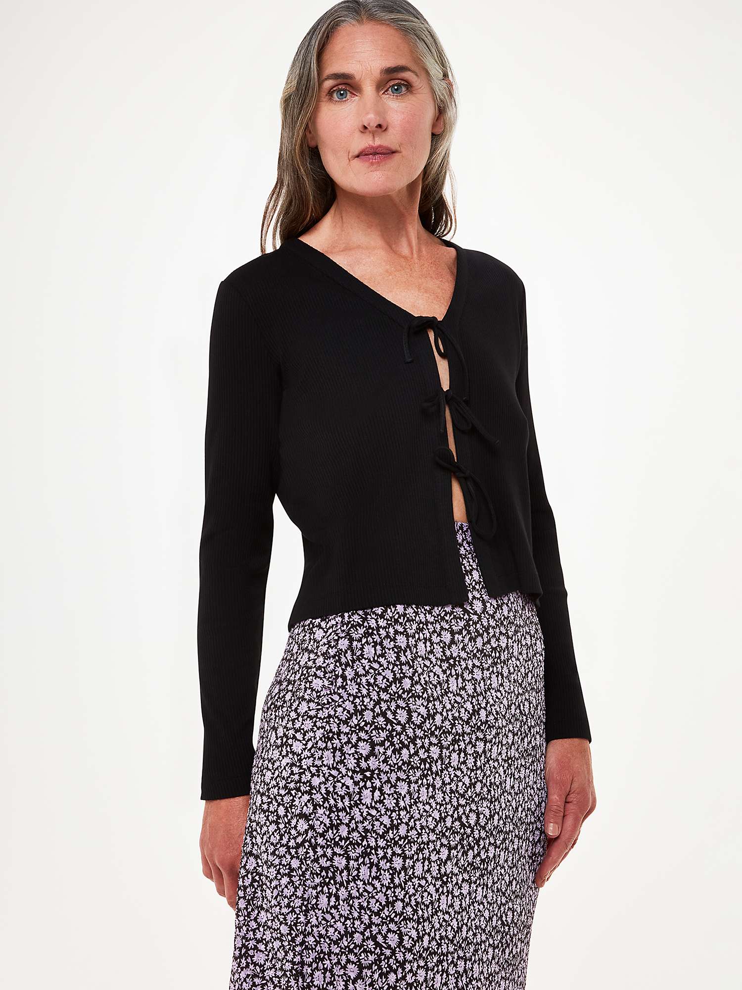 Buy Whistles Daisy Field Side Button Skirt, Purple/Multi Online at johnlewis.com