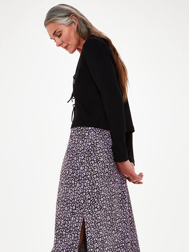 Whistles Daisy Field Side Button Skirt, Purple/Multi