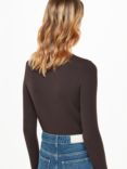 Whistles Essential Long Sleeve Ribbed Top, Brown