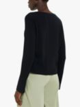 Whistles Plain Tie Front Ribbed Cardigan, Black