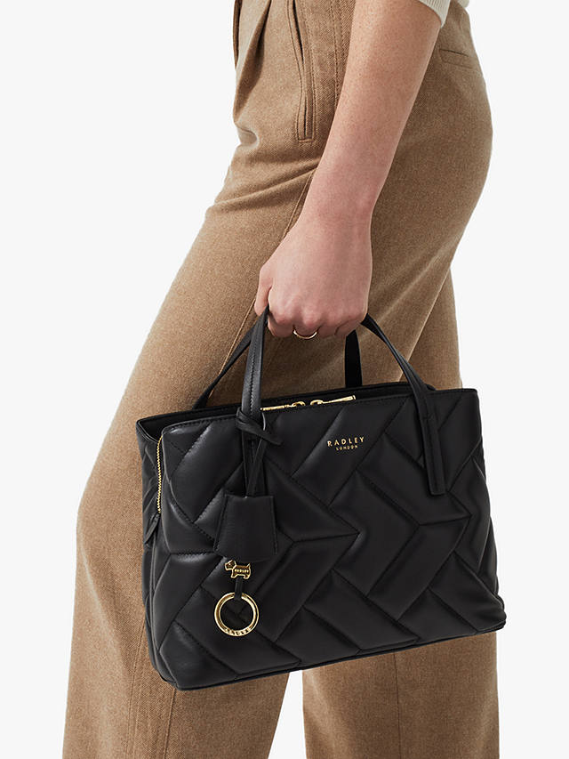 Radley Dukes Place Quilted Leather Medium Ziptop Grab Bag, Black