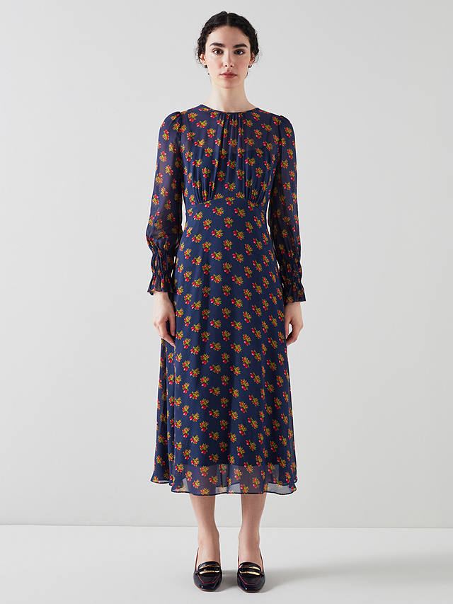 L.K.Bennett Wren Floral Midi Dress, Navy/Multi