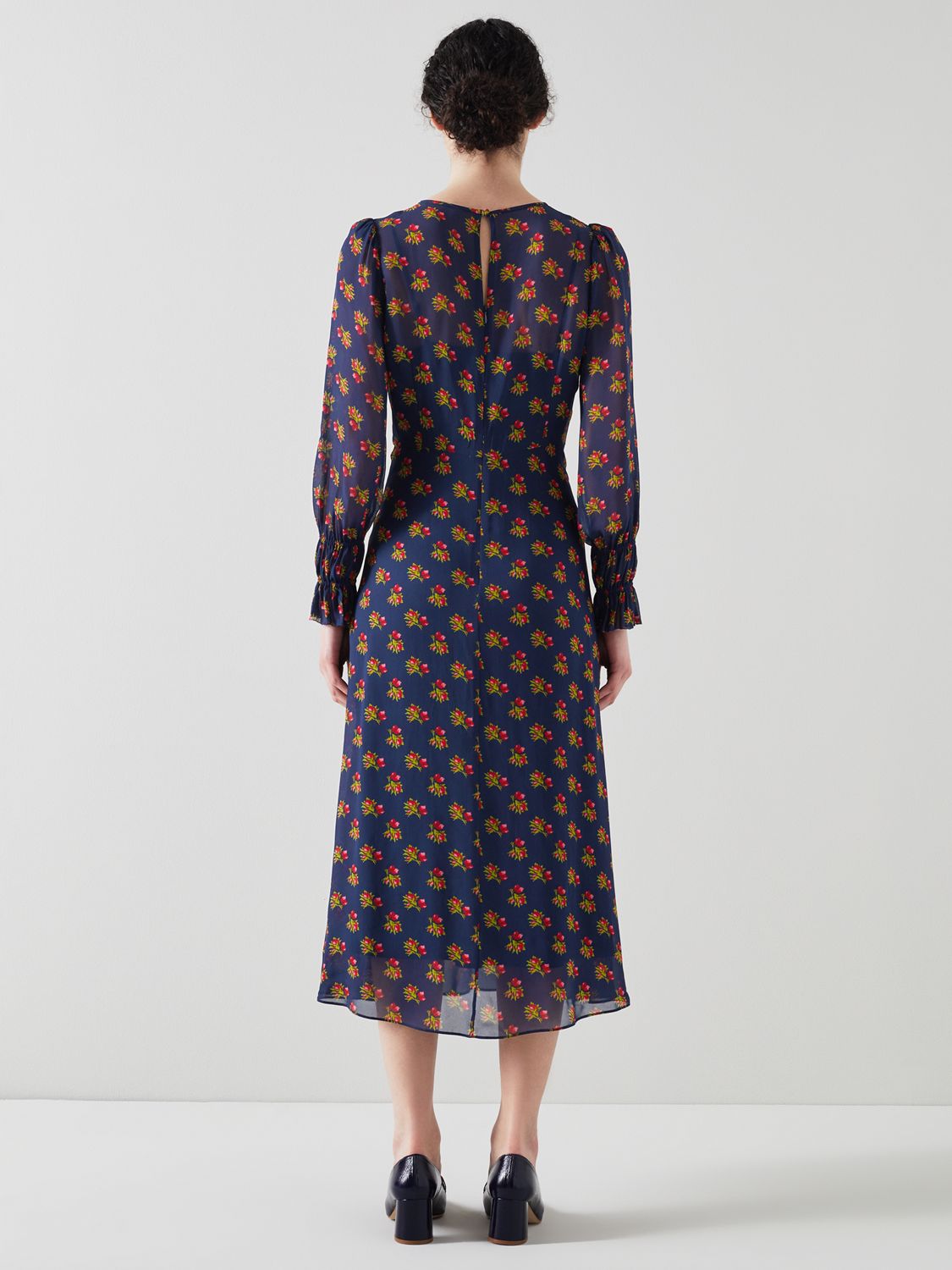 Buy L.K.Bennett Wren Floral Midi Dress, Navy/Multi Online at johnlewis.com