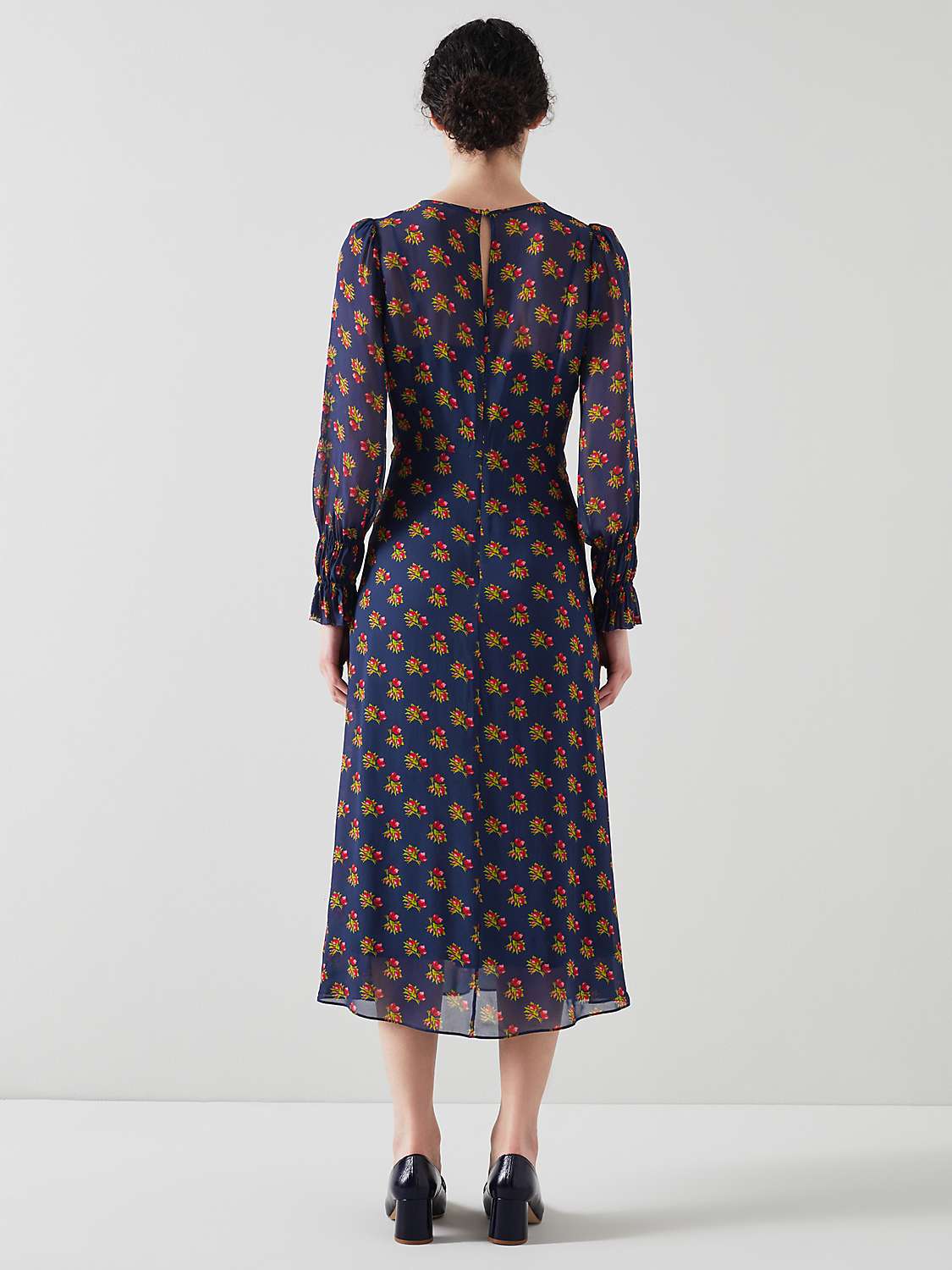 Buy L.K.Bennett Wren Floral Midi Dress, Navy/Multi Online at johnlewis.com
