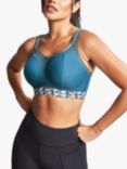 Panache Abstract Animal Print Non Wired Sports Bra, Blue/Multi