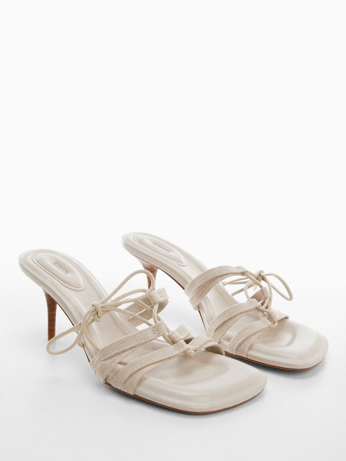 Buy Mango Lazito Bow Heeled Sandals, Light Beige Online at johnlewis.com