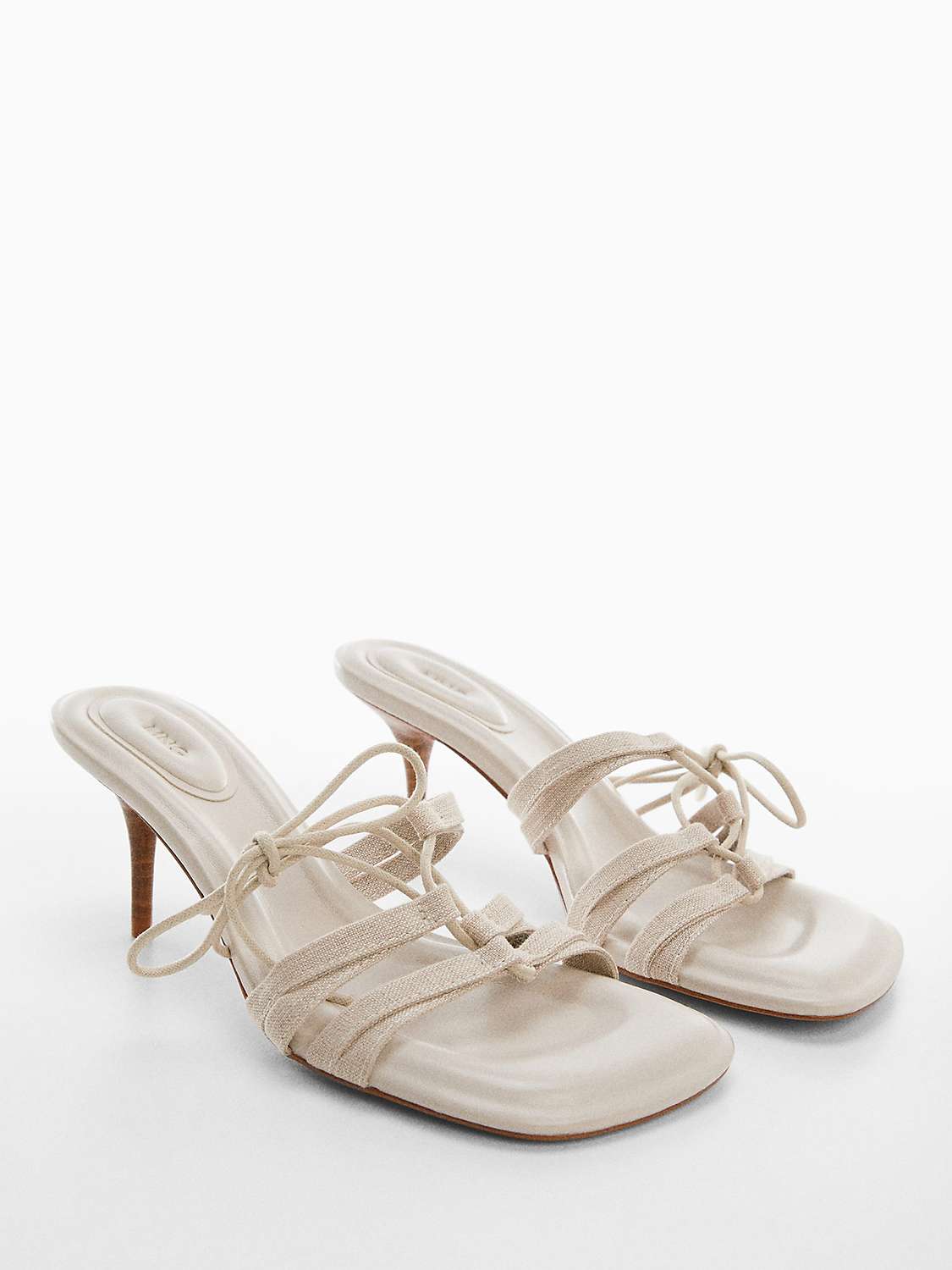 Buy Mango Lazito Bow Heeled Sandals, Light Beige Online at johnlewis.com